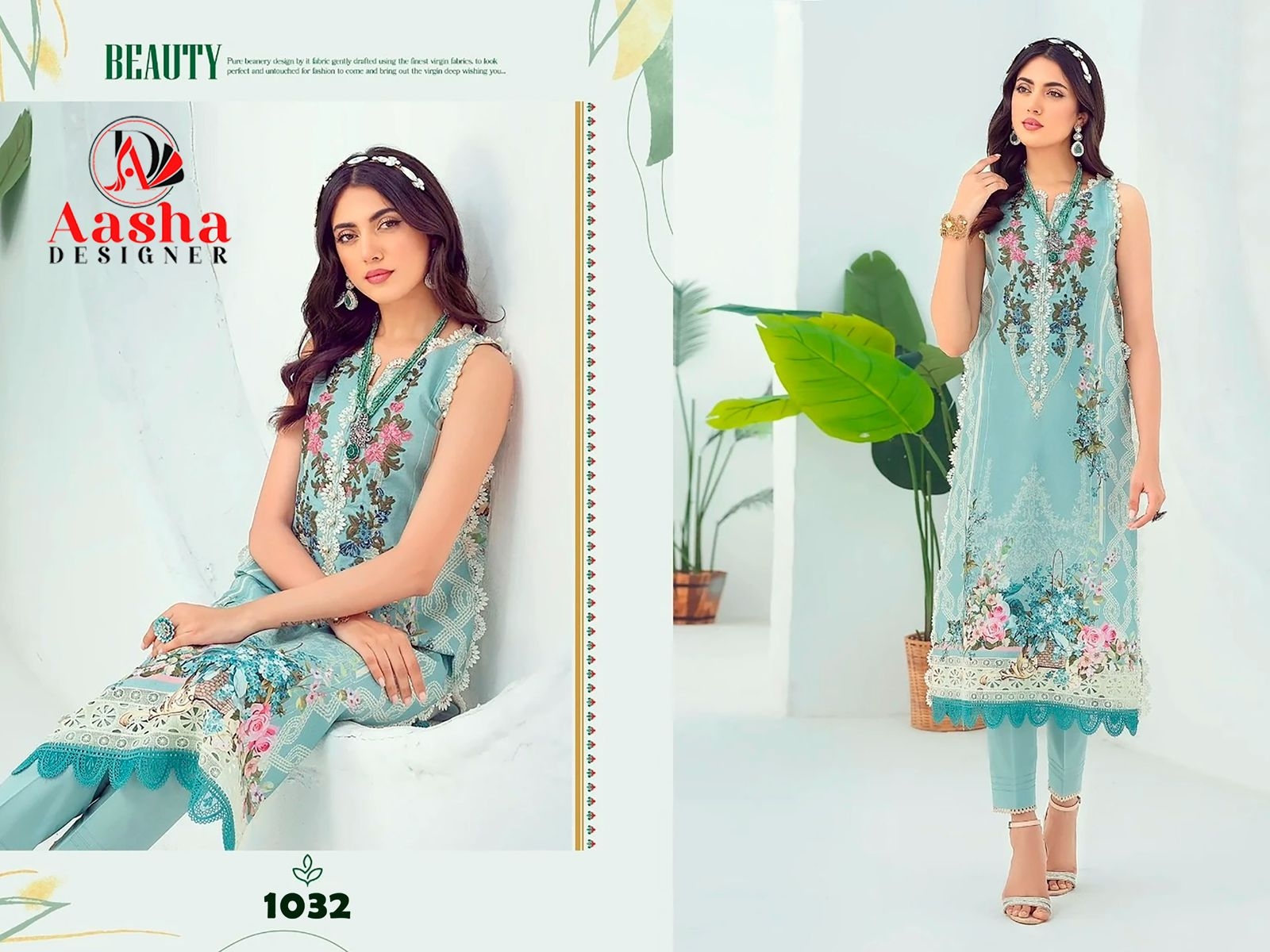 AASHA DESIGNER A S D 1032 Pure Cotton Print wholesale suit 