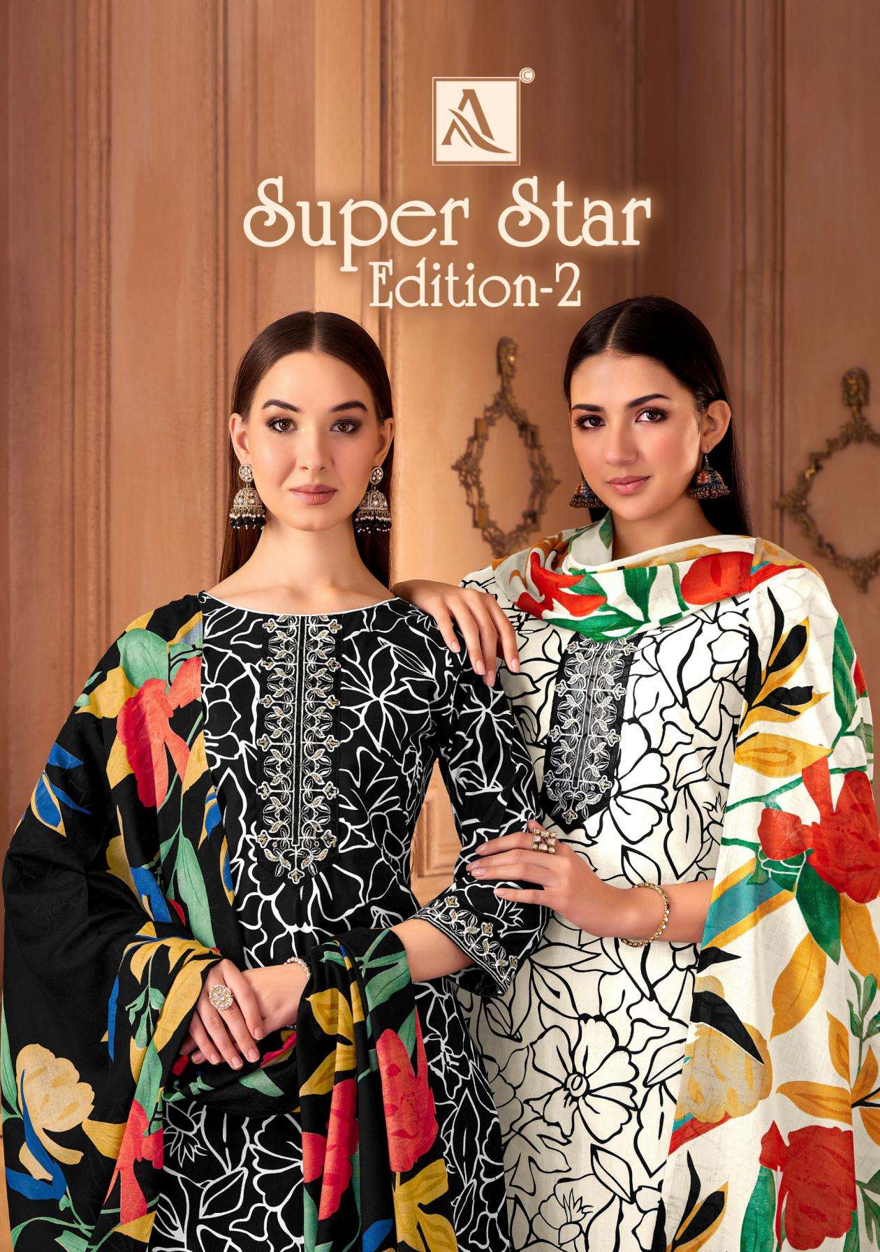 alok suits super star 2 series 1875001-1875006 PURE CAMBRIC wholesale suit
