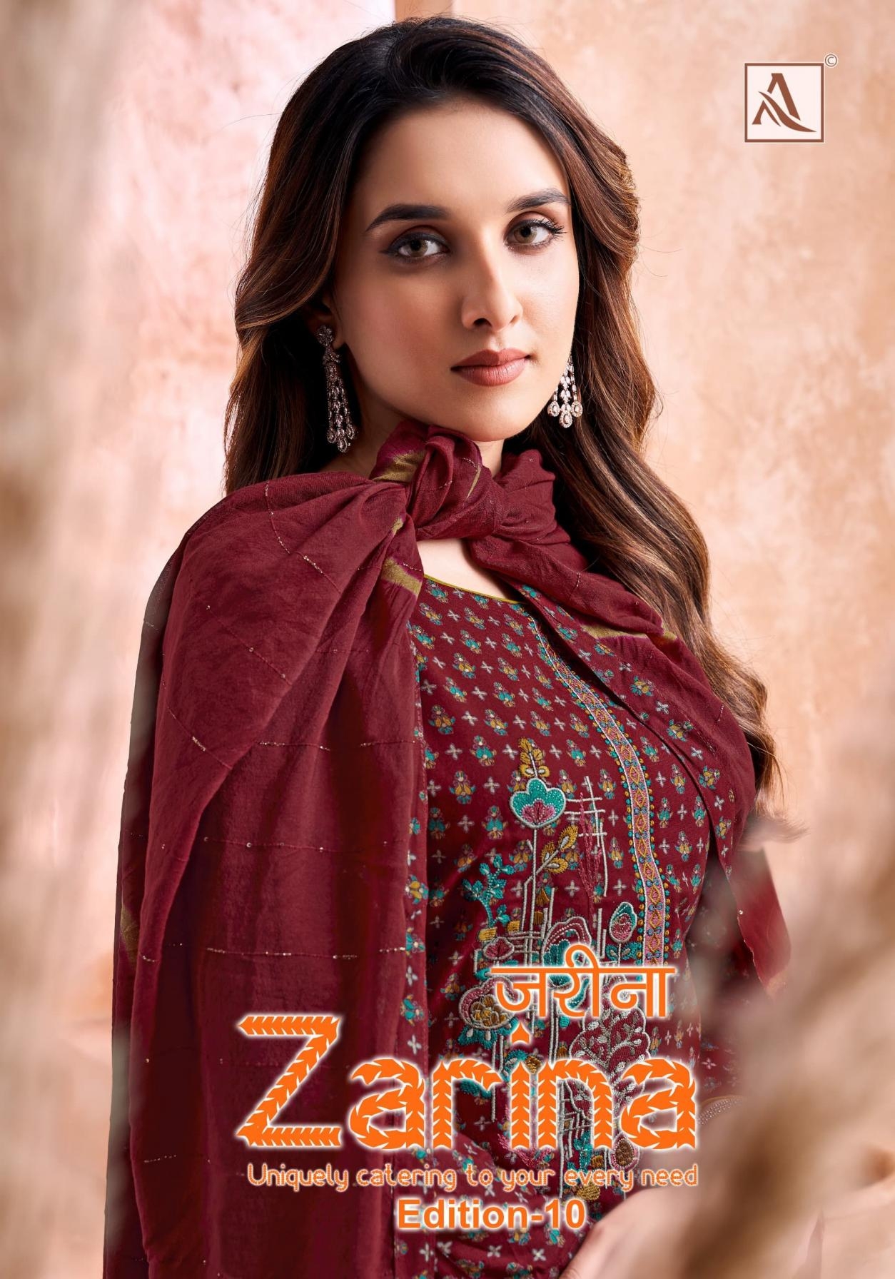 alok zarina vol 10 series 202384801-202384808 viscose rayon wholesale suit