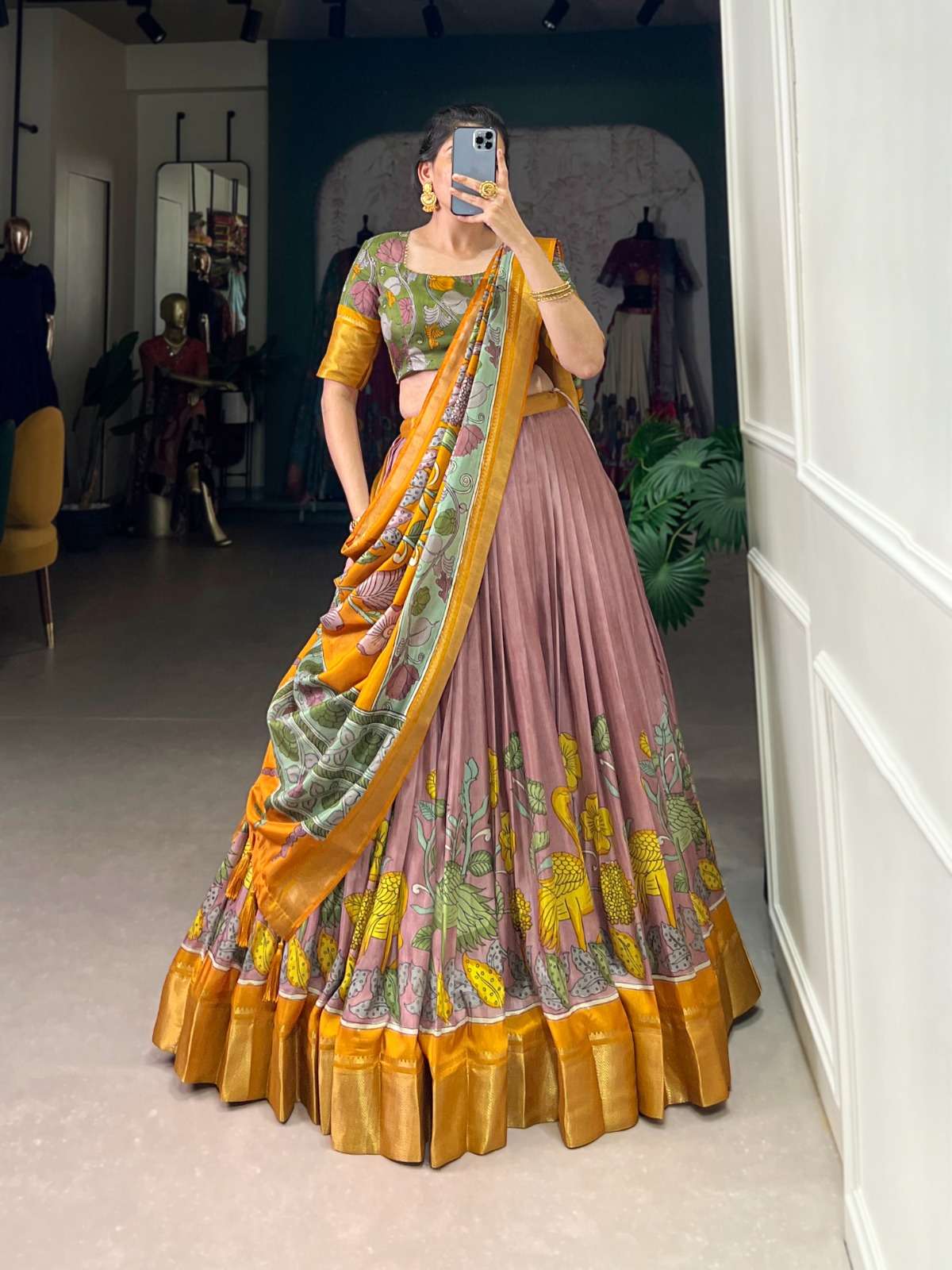 ANUSHA Dola Silk Printed With Zari Weaving Border wholesale lehenga