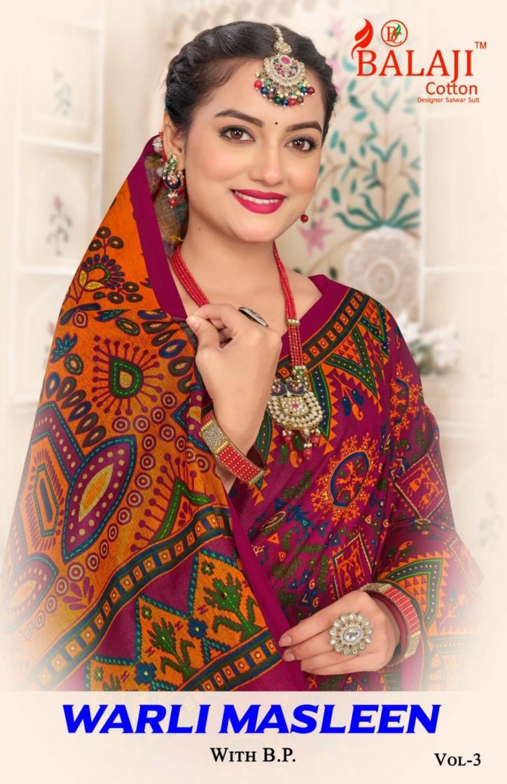 balaji cotton warli masleen vol 3 series 301-308 COTTON wholesale saree