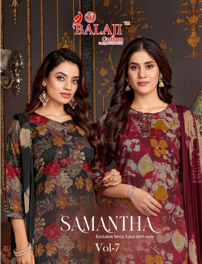 balaji samantha vol 7 series 7001-7008 capsule rayon print wholesale suit 