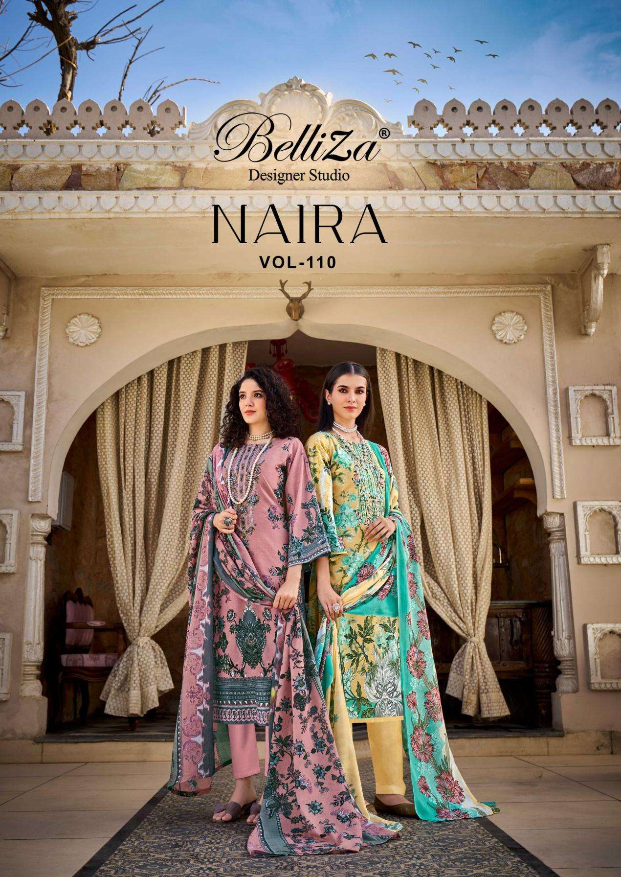 belliza naira vol 110 series 856001-856008 Pure Cotton wholesale suit 