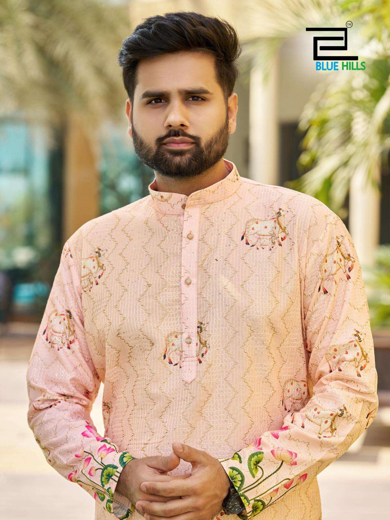 blue hills paarv Heavy Rayon Embroidery Work and Print wholesale kurta