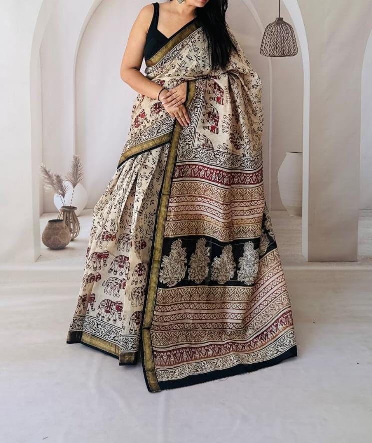 BT-21 TRADITIONAL LOOK SOFT COTTON SILK SAREE WITH JECQUARD JARI BORDER