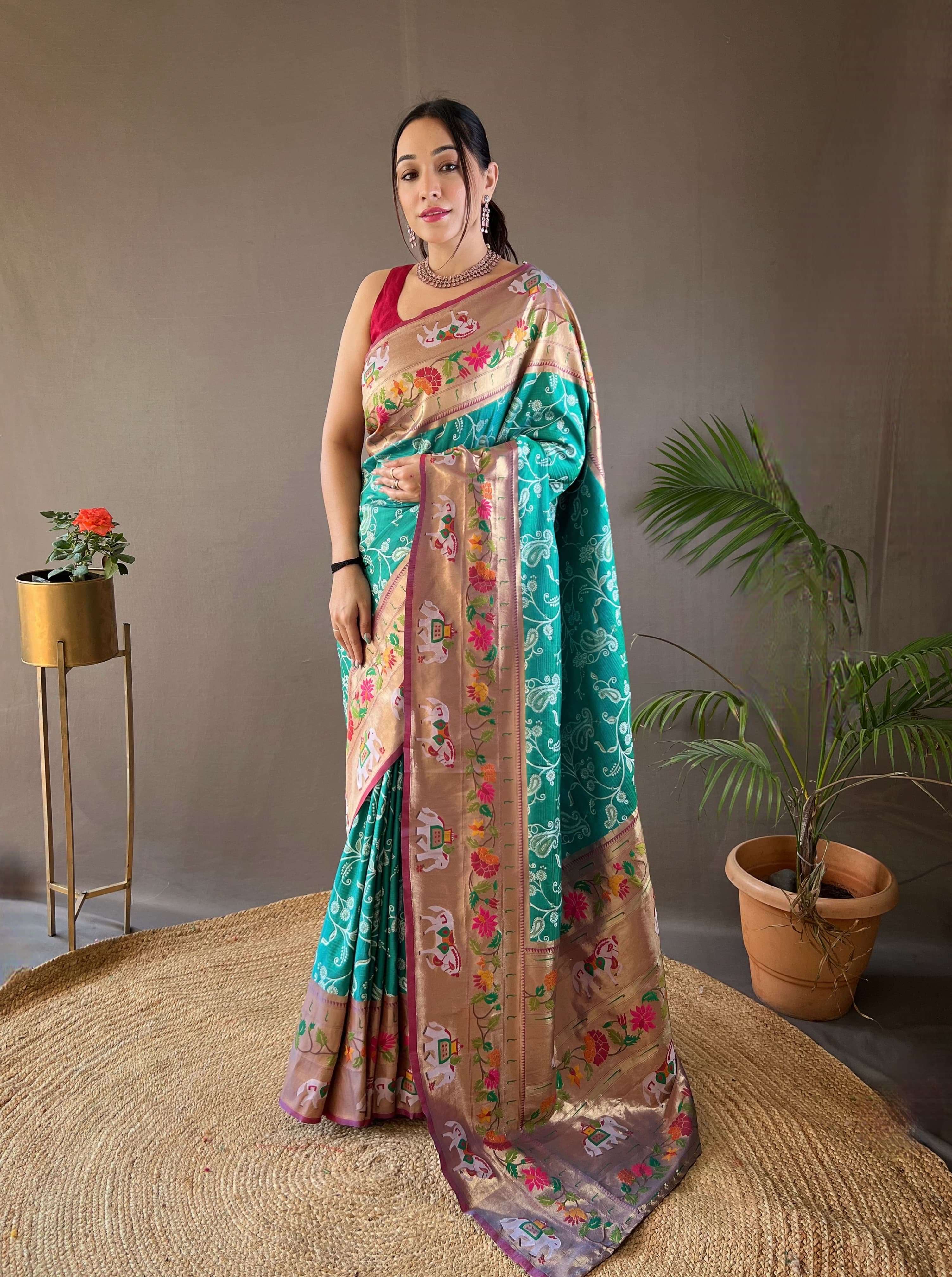 BT-53 Godavari Lucknowi Concept weaving saree with Paithani 