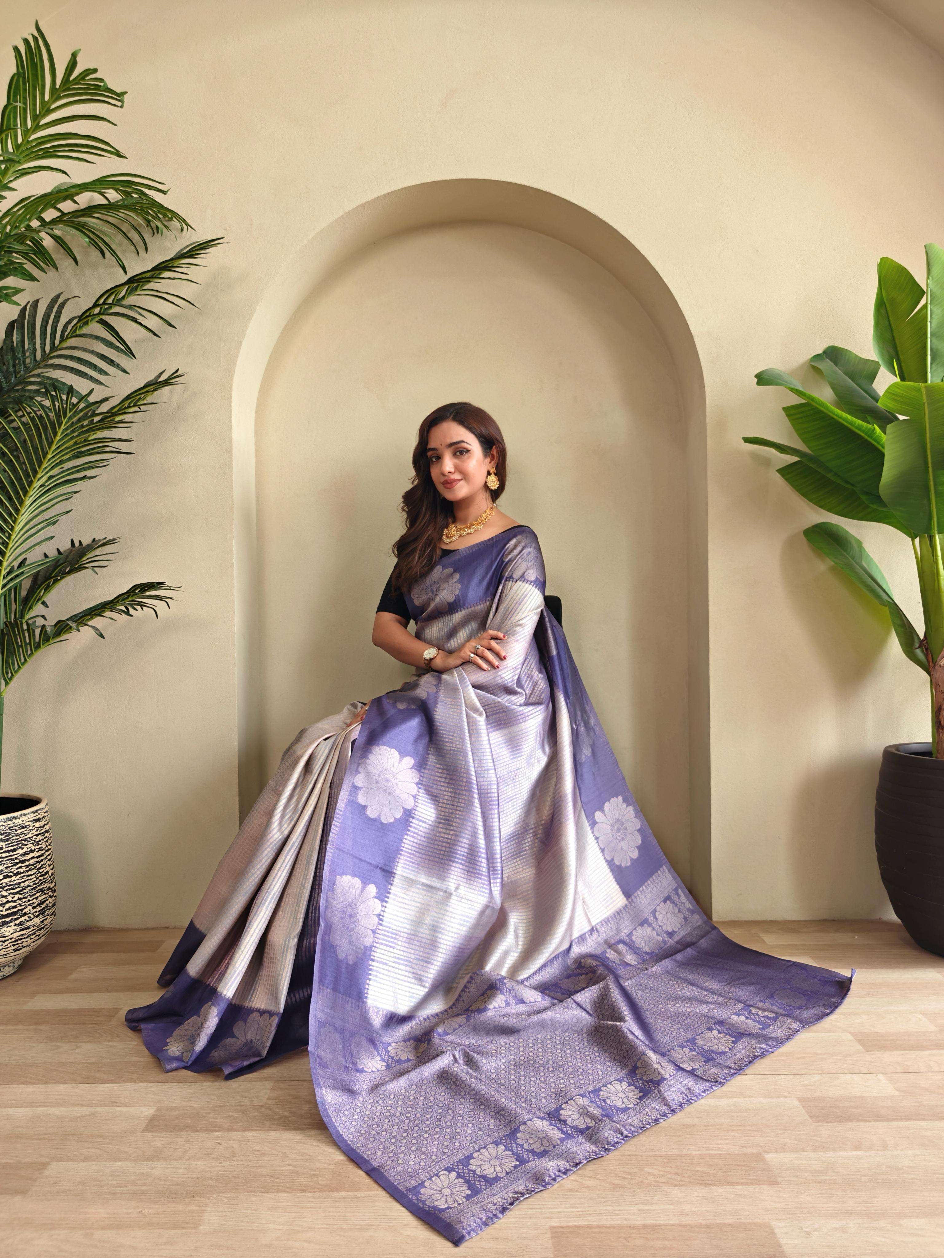 BT-53 Morvi Premium weaving Silk Saree with silver zari 