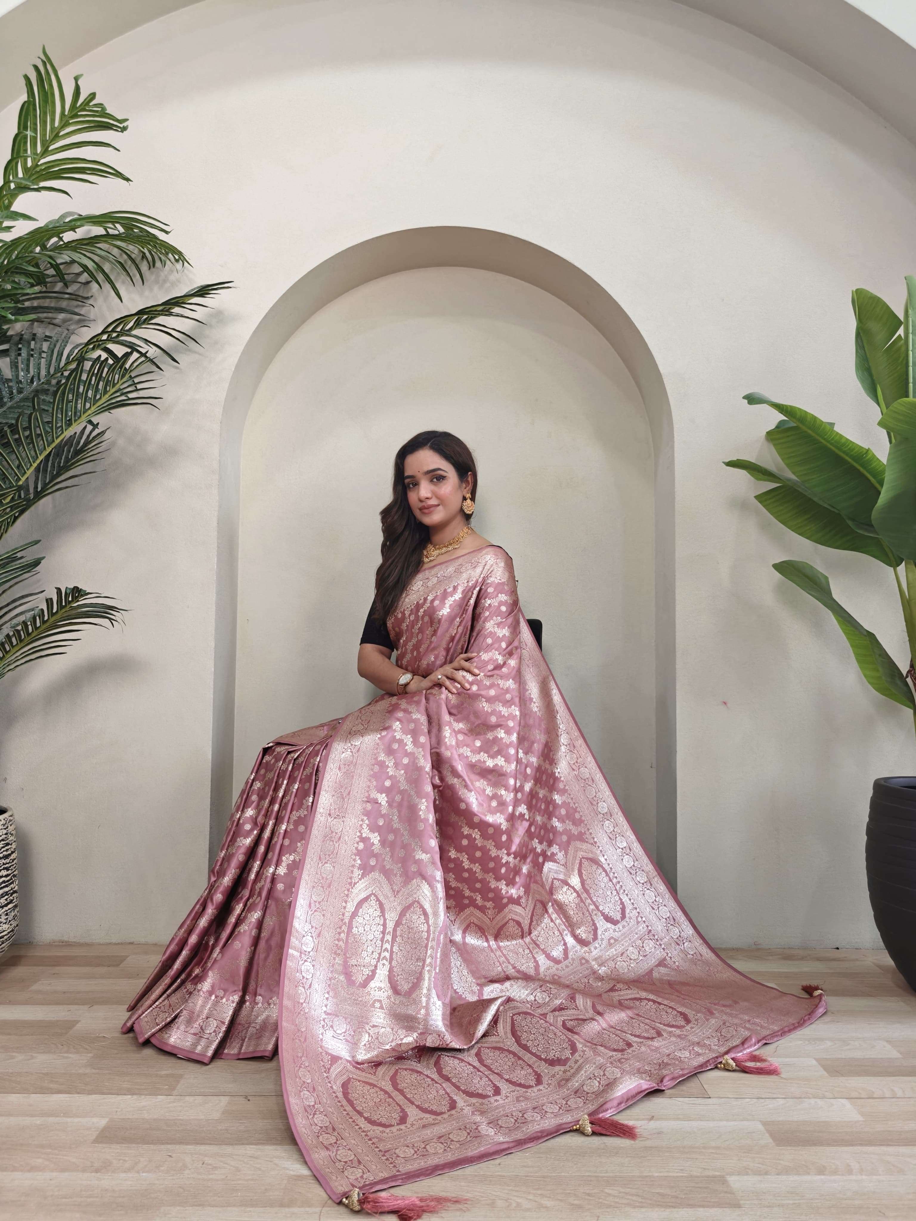 BT-53 Vamika Mushro satin sarees with beautiful leheriya