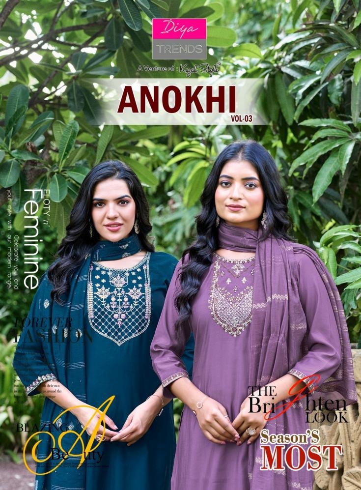 diya trends anokhi vol 3 series 3001-3008 roman silk wholesale suit