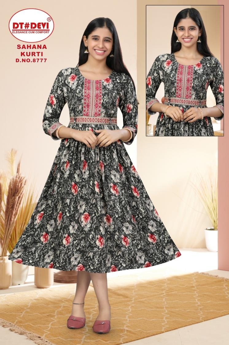 Dt devi sahana kurti 8777 rayon print wholesale kurti