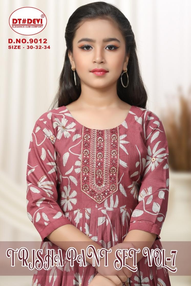 Dt devi trisha pant set vol 7 vetican print wholesale kurti