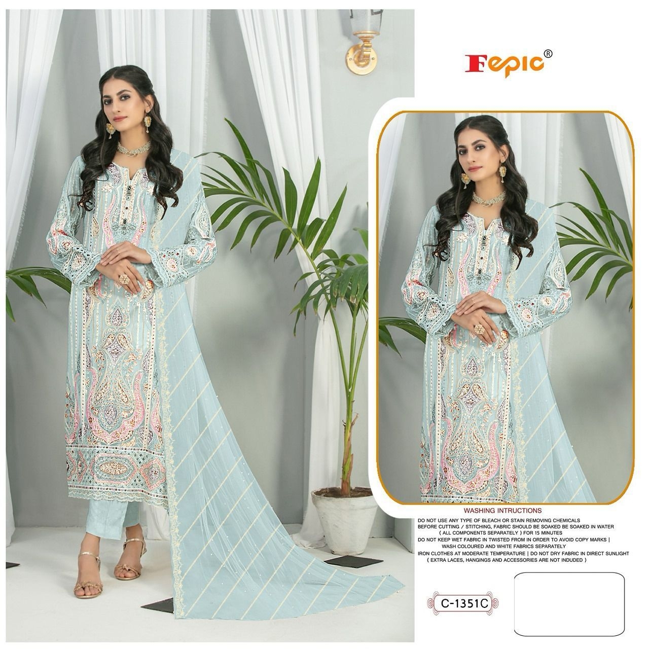 FEPIC ROSEMEEN C 1351 ORGANZA EMBROIDERED wholesale suit 