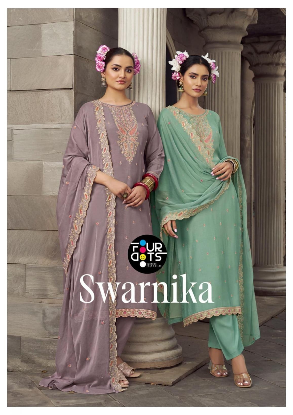 Fourdots swarnika series 1831-1834 viscose muslin wholesale suit