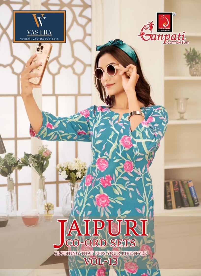 ganpati cotton jaipuri co-ord set vol 13 series 1308-1322 cotton wholesale co-ord sets