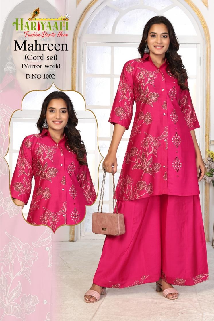 hariyaali mahreen series 1001-1014 vertican wholesale co-ord sets
