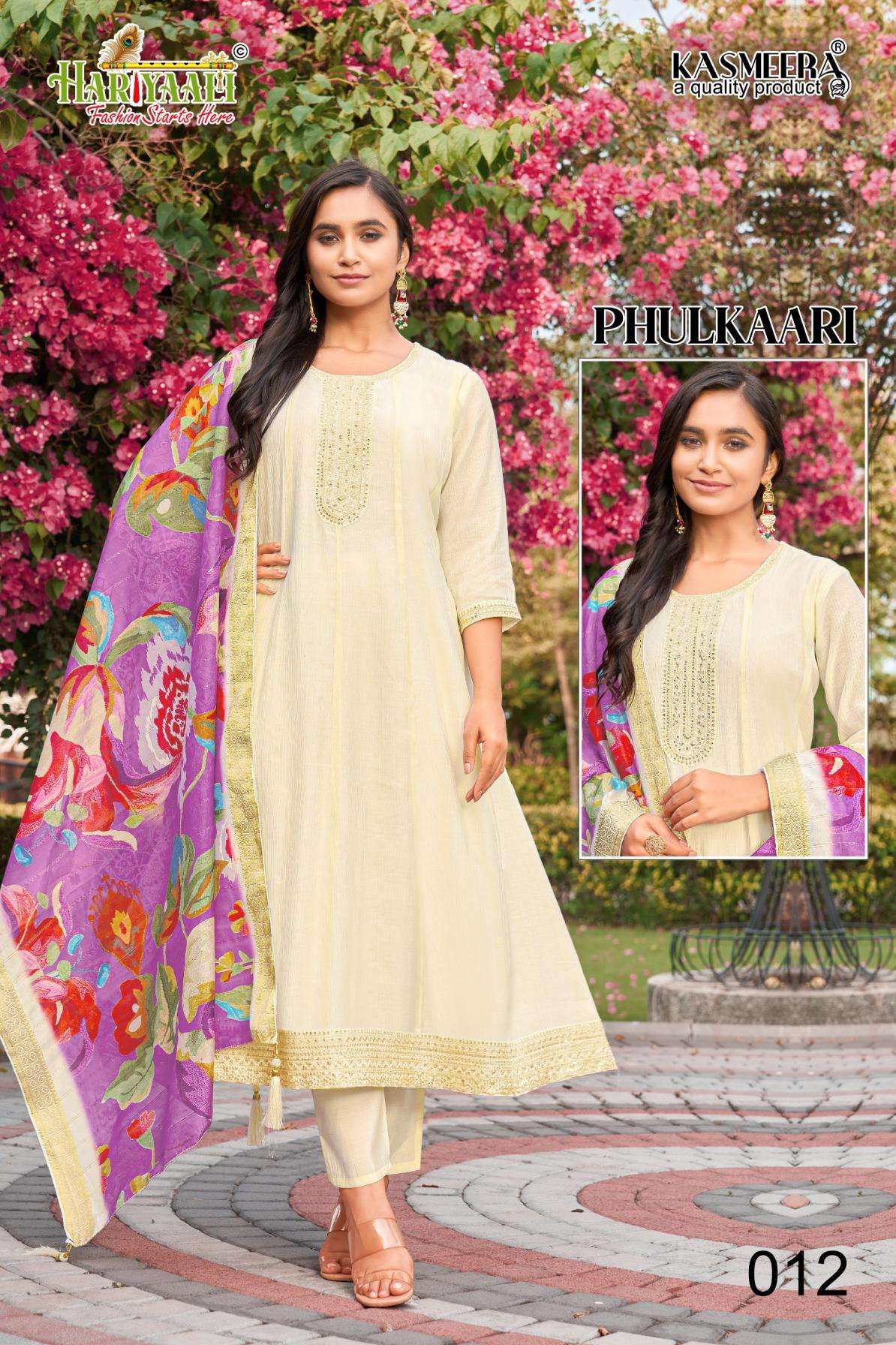 hariyaali phulkaari series 009-018 CRAPE SILK wholesale suit 