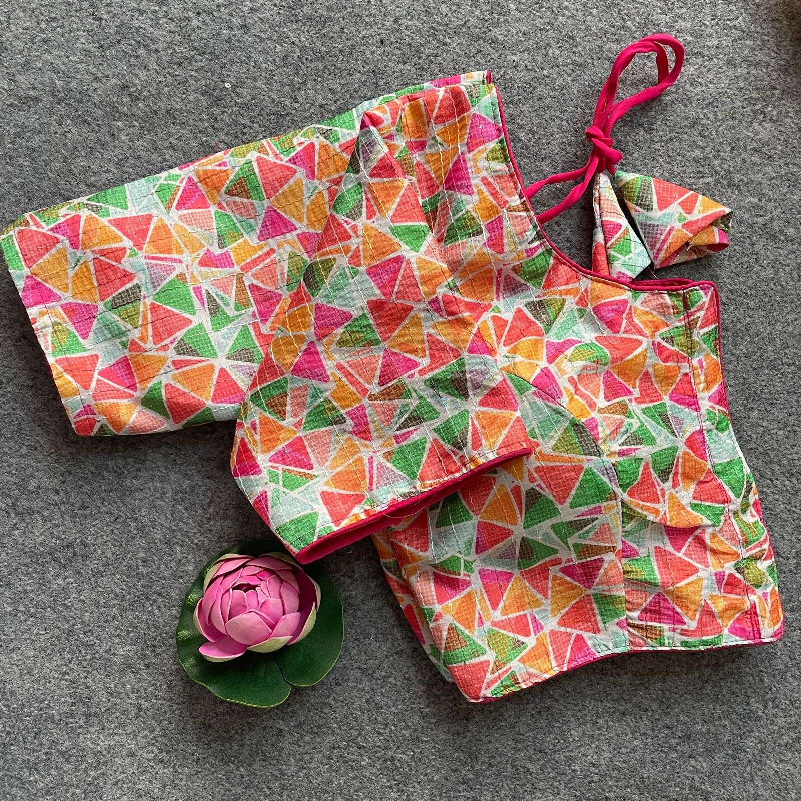 HKS  - Kreena COTTON silk Floral Position Digital Print with Aari work wholesale blouse