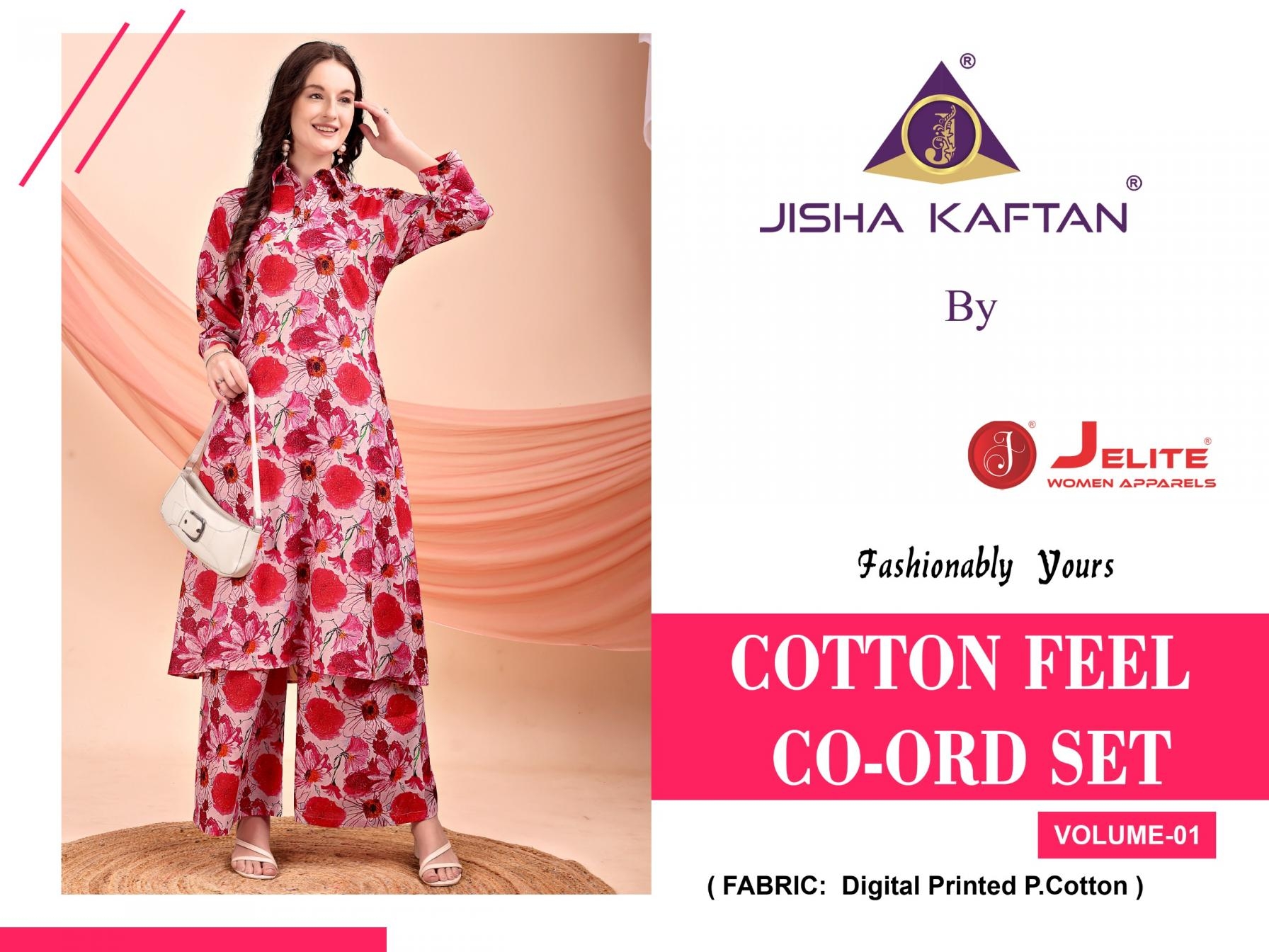 JISHA KAFTAN Cotton Feel Co Ord Set Vol-1 POLY COTTON wholesale co-ord sets
