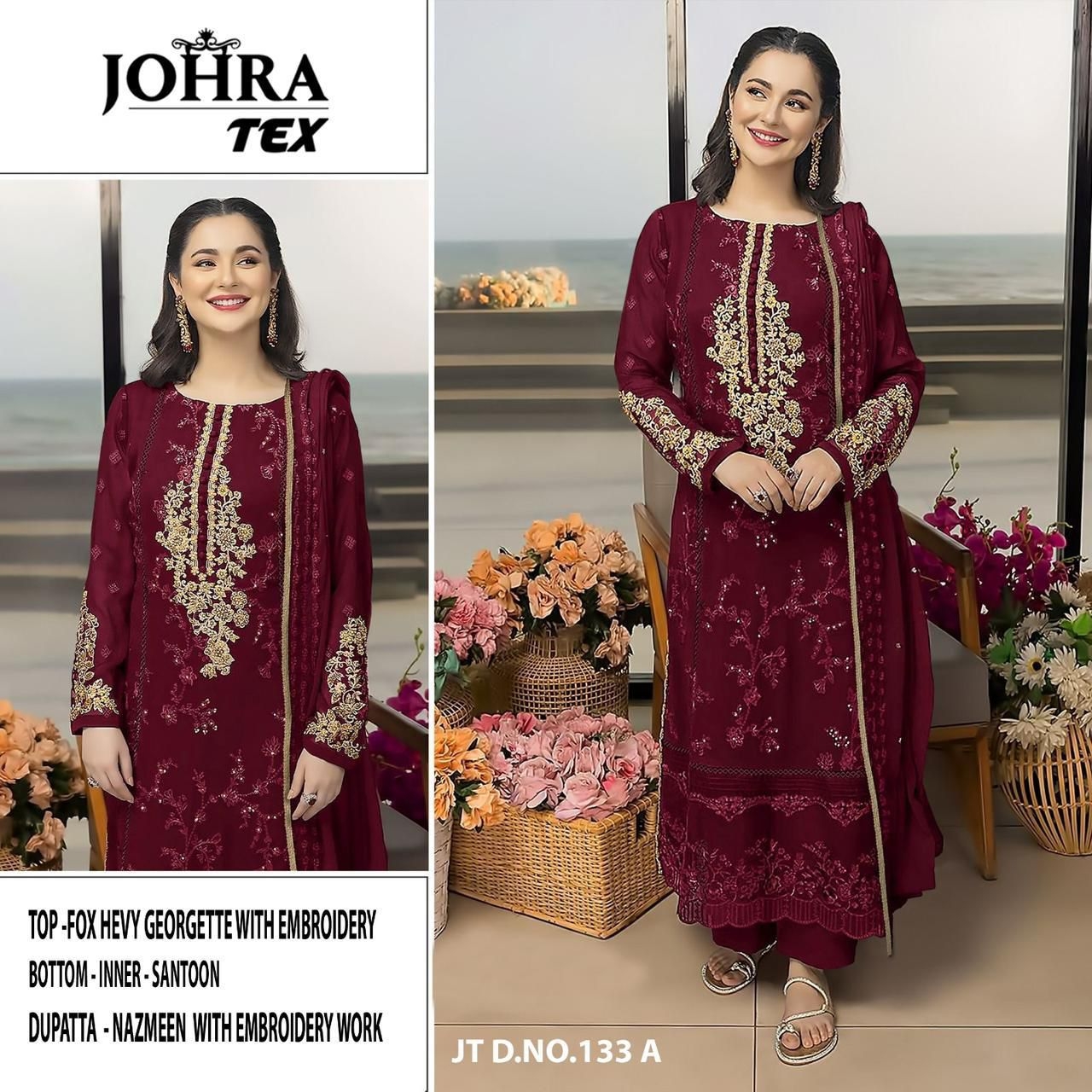 JOHRA TEX JT-133 B SUPER HIT COLORS FOX GEORGETTE wholesale suit 