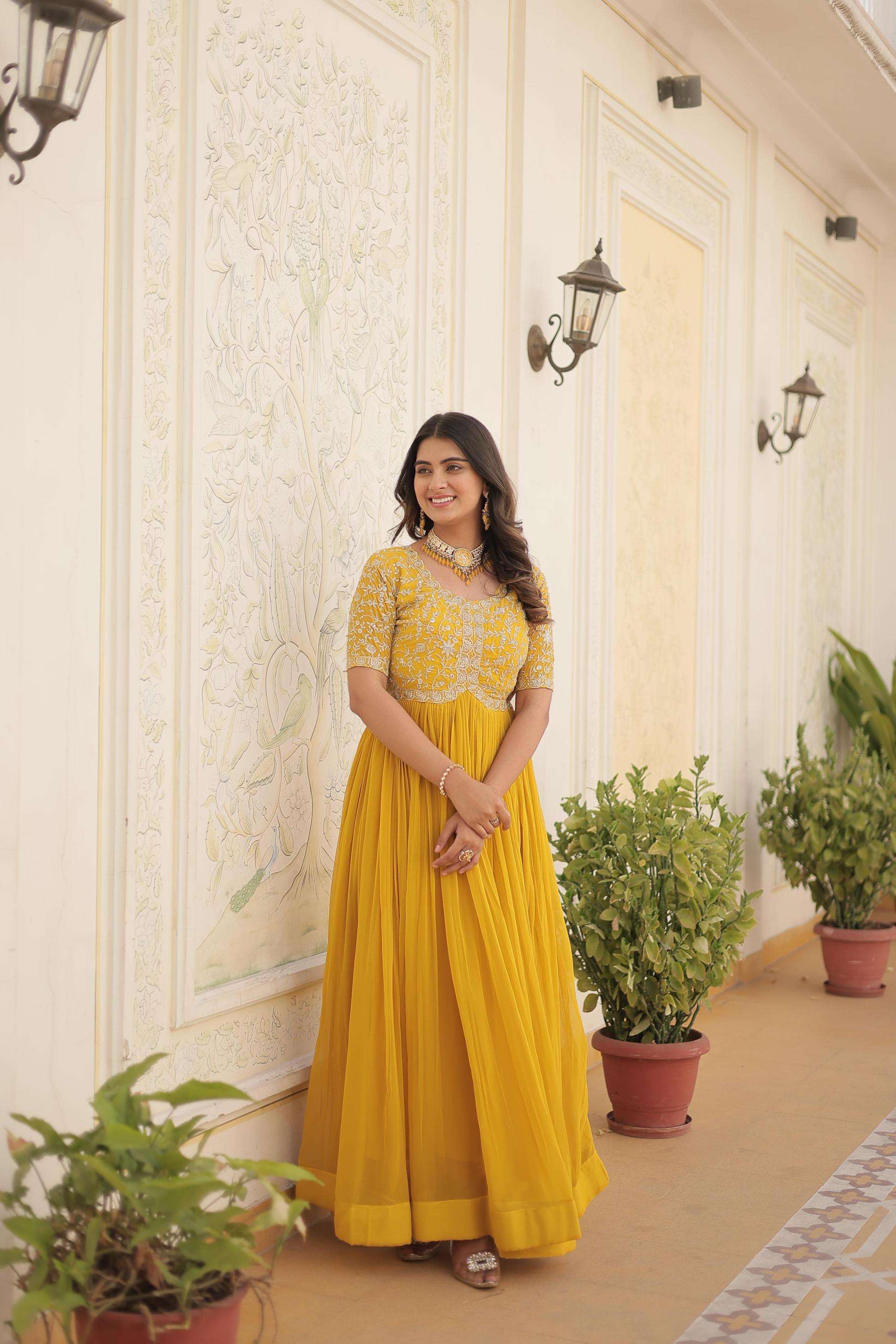 ka 1100 popular FAUX BLOOMING design fully stitch fashionable design flair gown