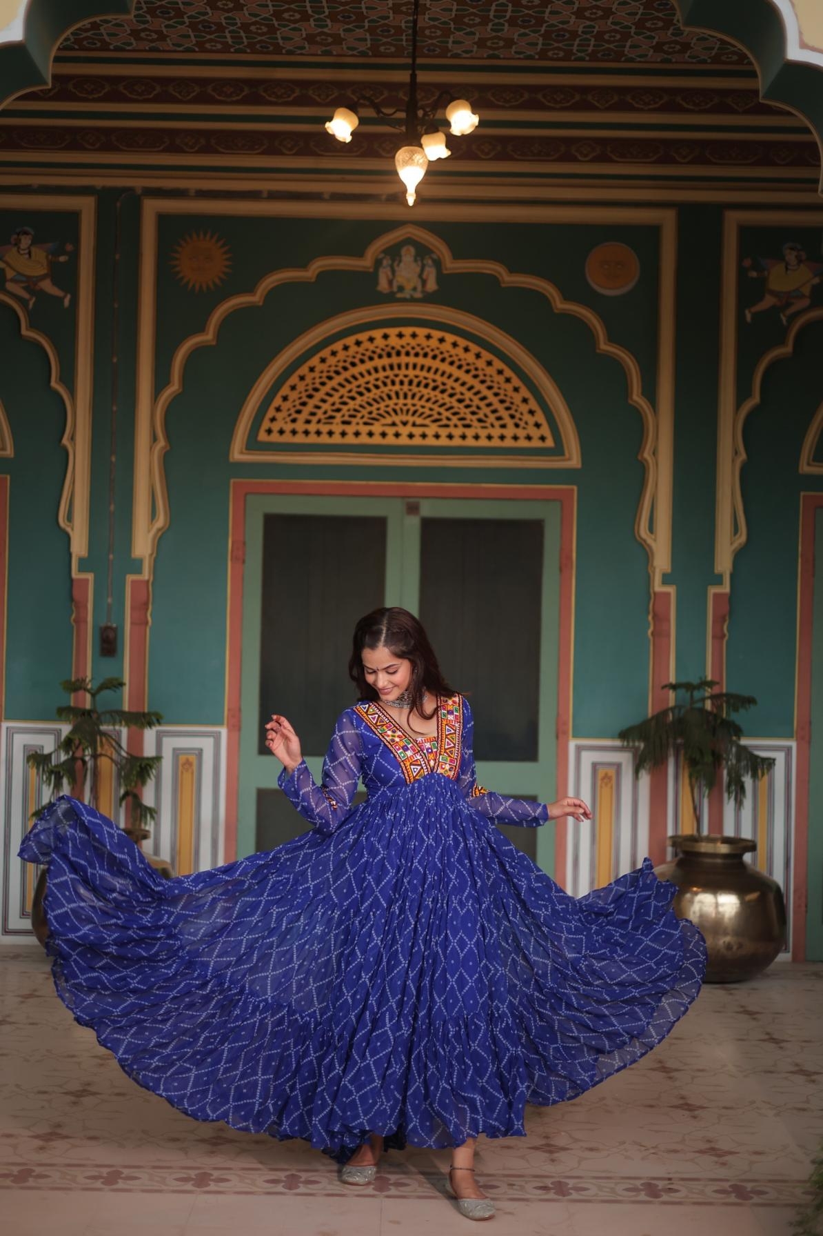 ka 1120 anarkali bandhani navratri dress