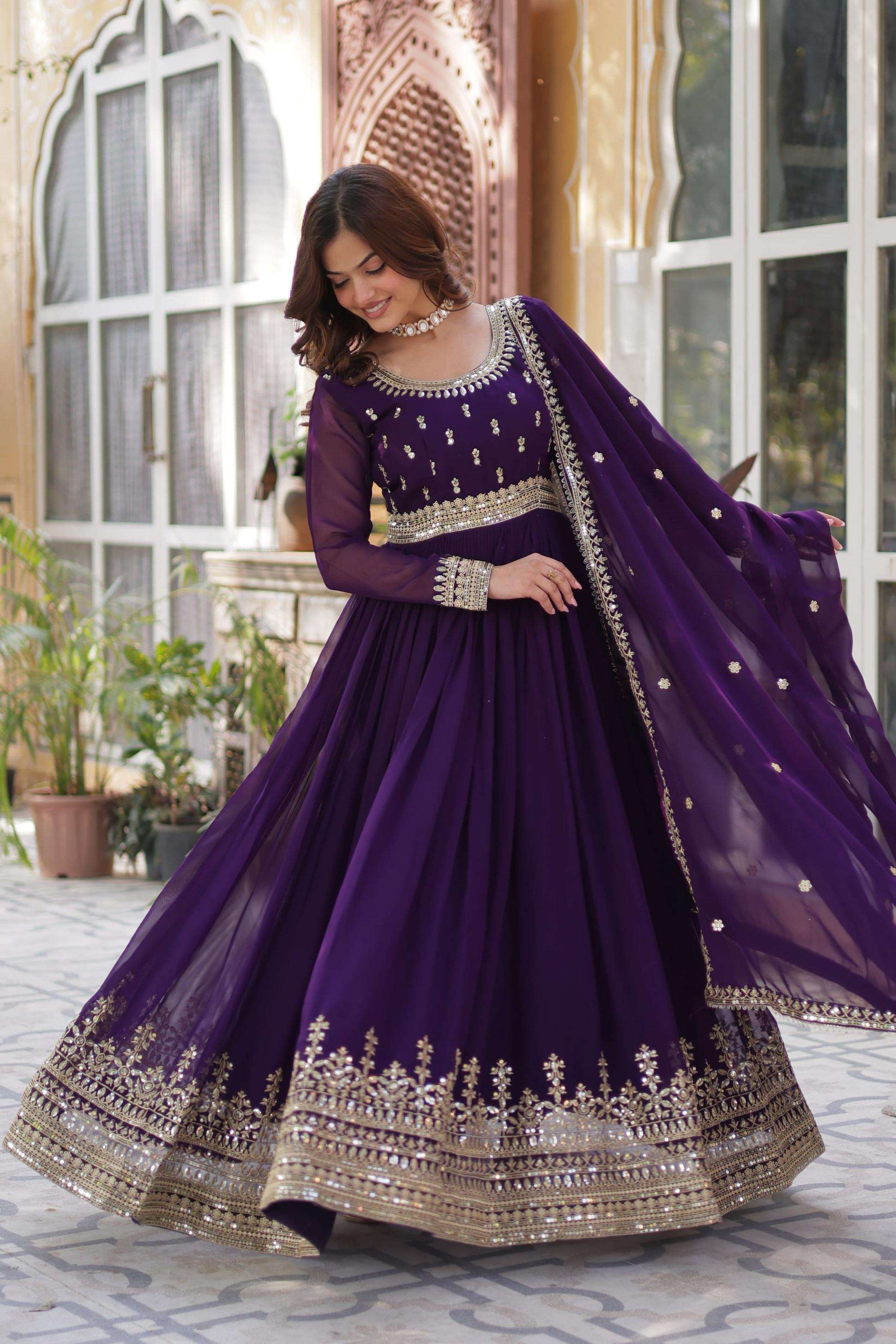 ka 1144 faux blooming readymade classic look anarkali gown with dupatta exports
