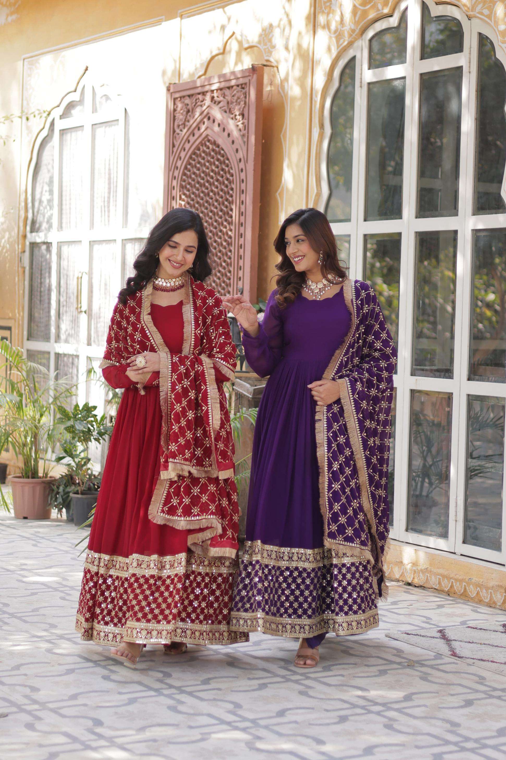 ka 1157 faux blooming gorgeous anarkali dress with dupatta