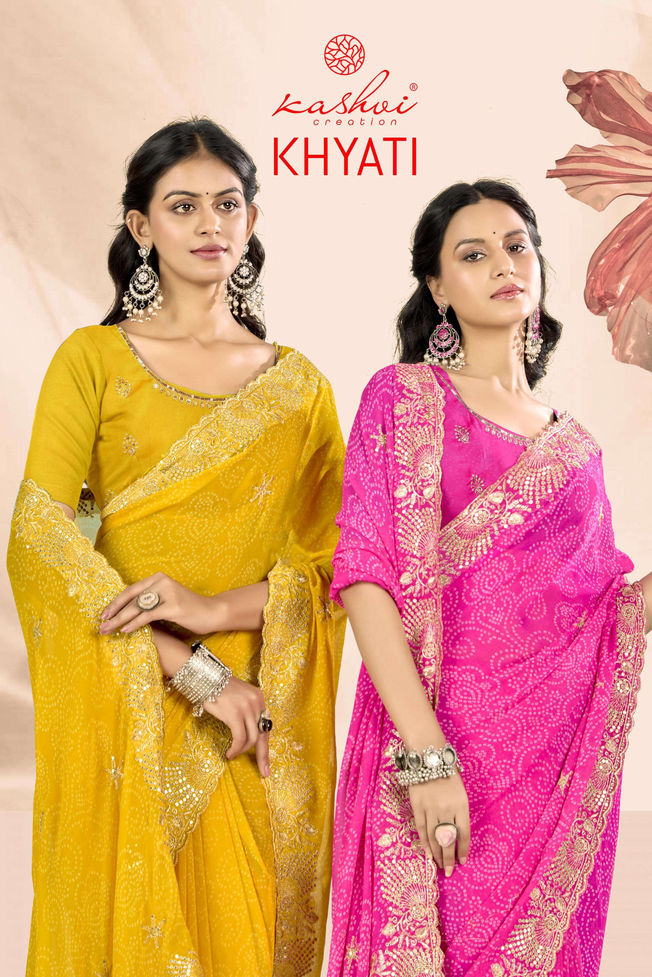 kashvi creation khyati series 1001-1008 georgette wholesale saree