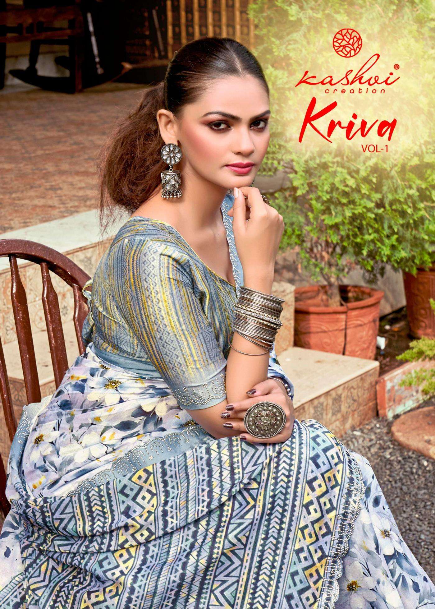 kashvi creation kriva series 1001-1008 brasso wholesale saree