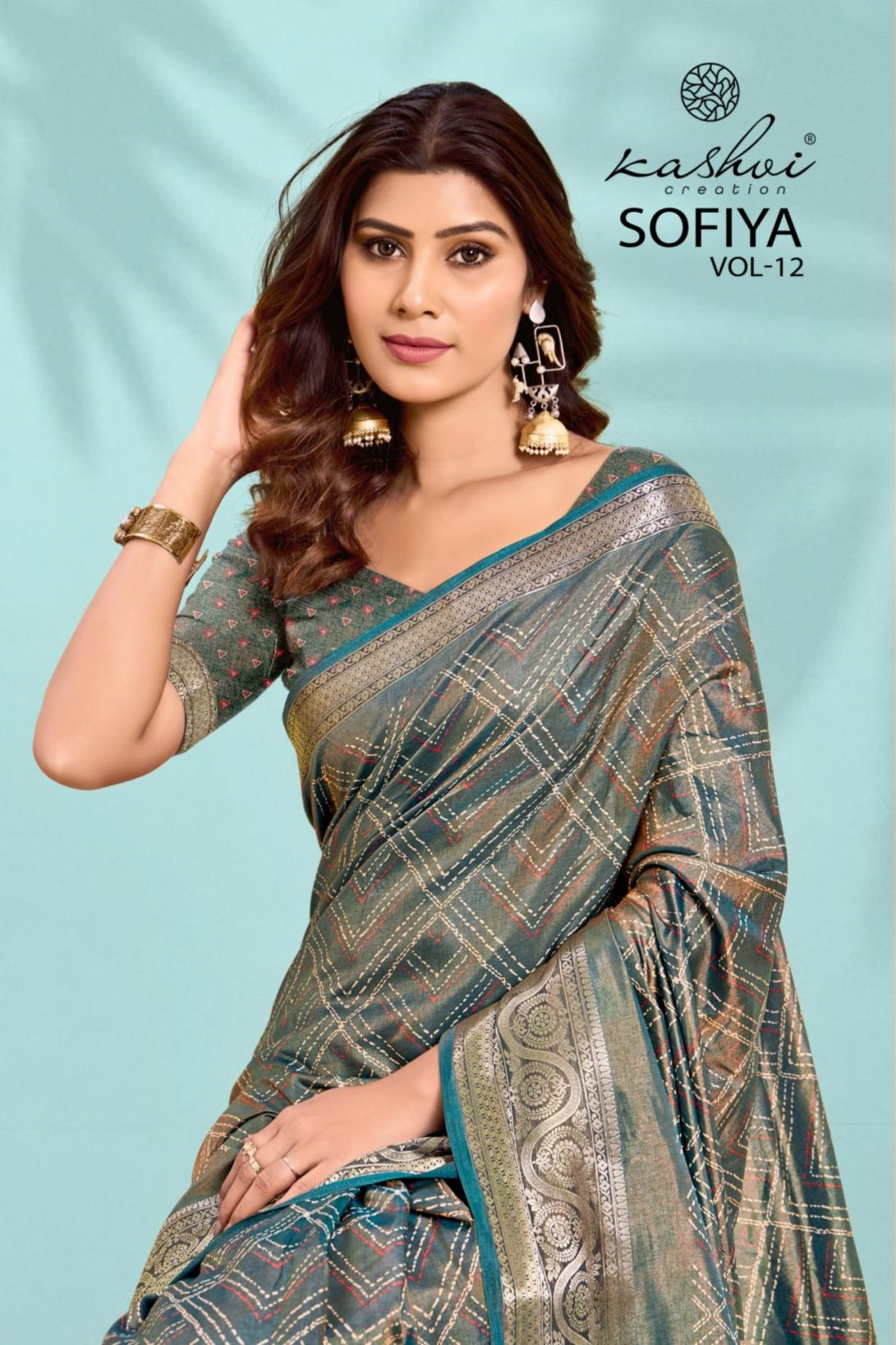 kashvi creation sofiya vol 12 series 1201-1208 Dull moss wholesale saree