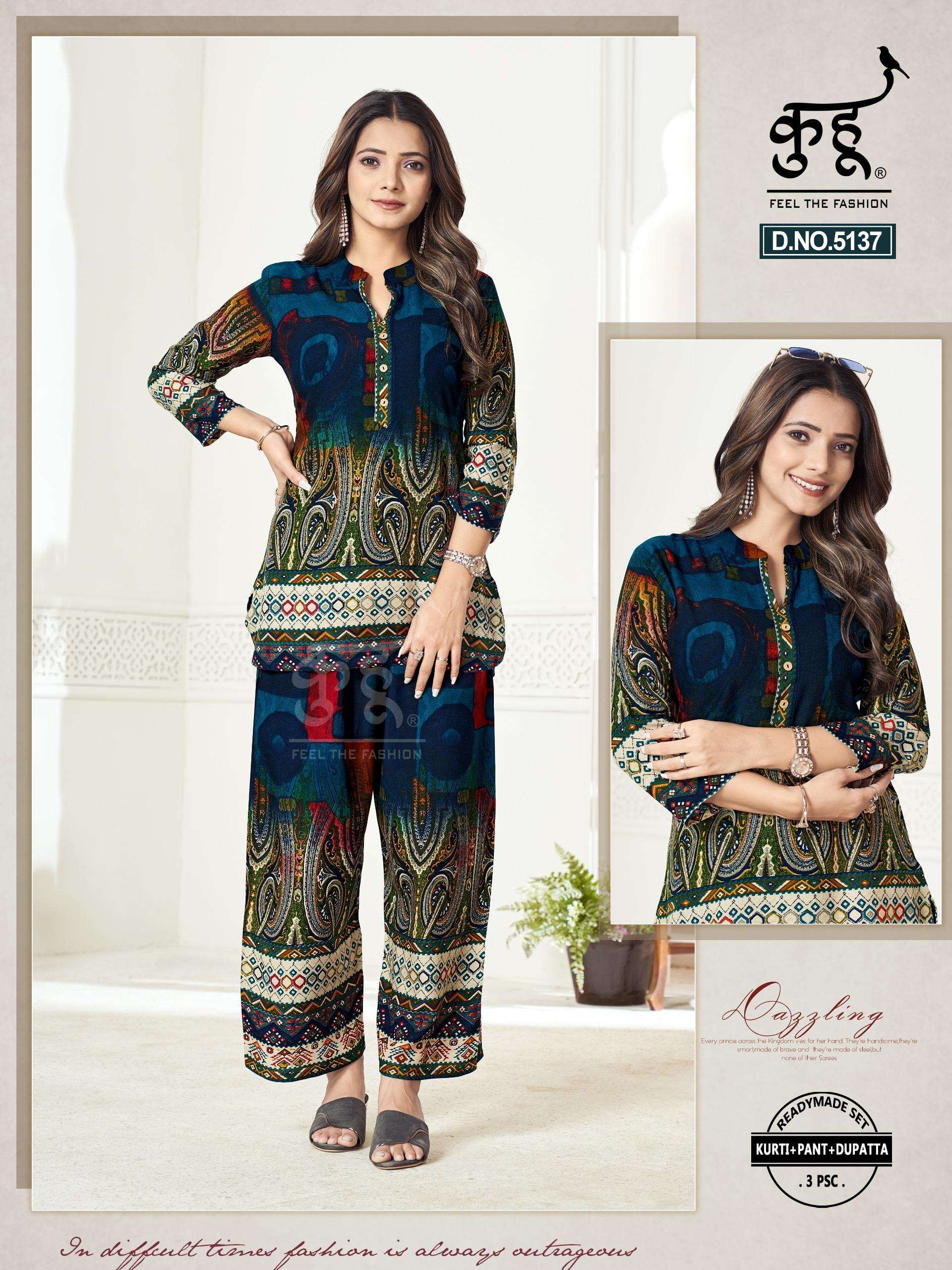  KUHU(5135-5137) RAYON  PRINT wholesale Co-RD SET 