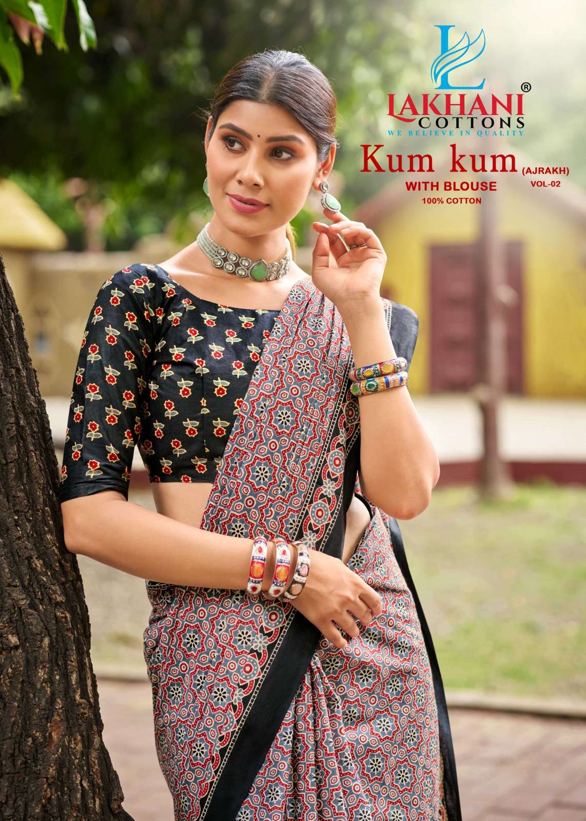 Lakhani Kum Kum Ajrakh Vol-02 series 201-210 Pure Cotton Printed wholesale saree
