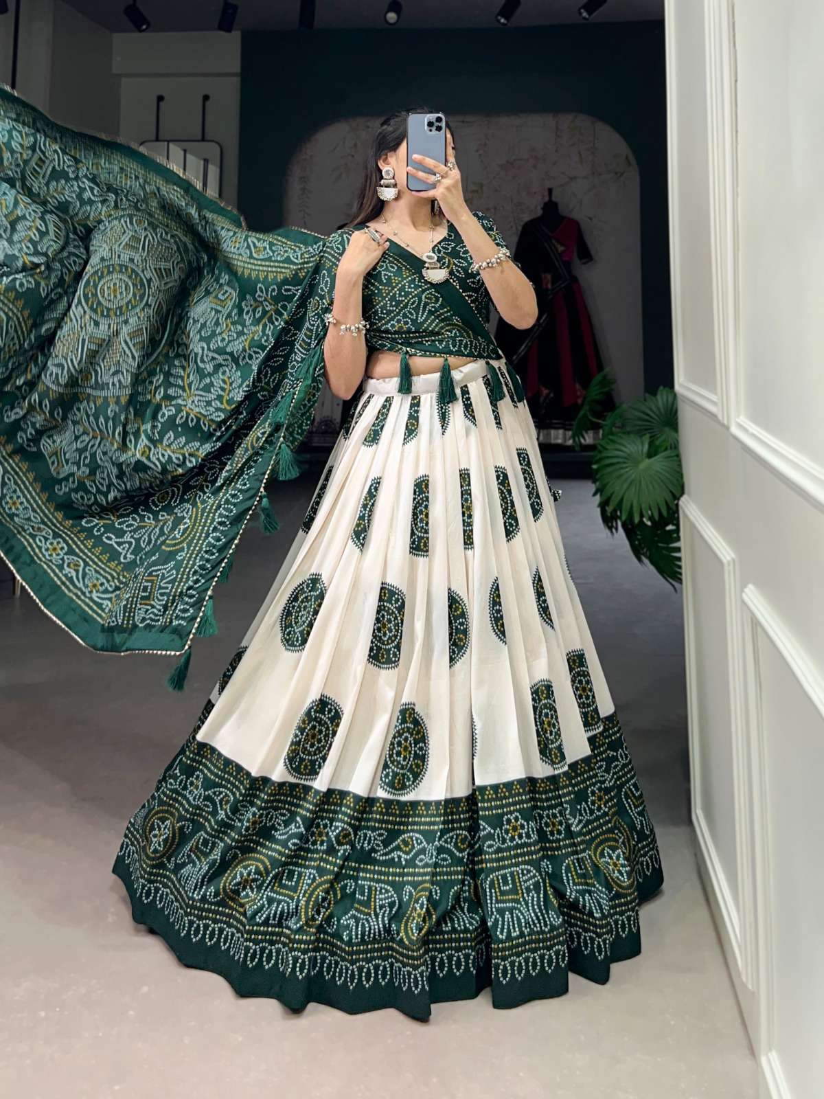 LNB1229WIN Tussar Silk Bandhej Print wholesale lehenga