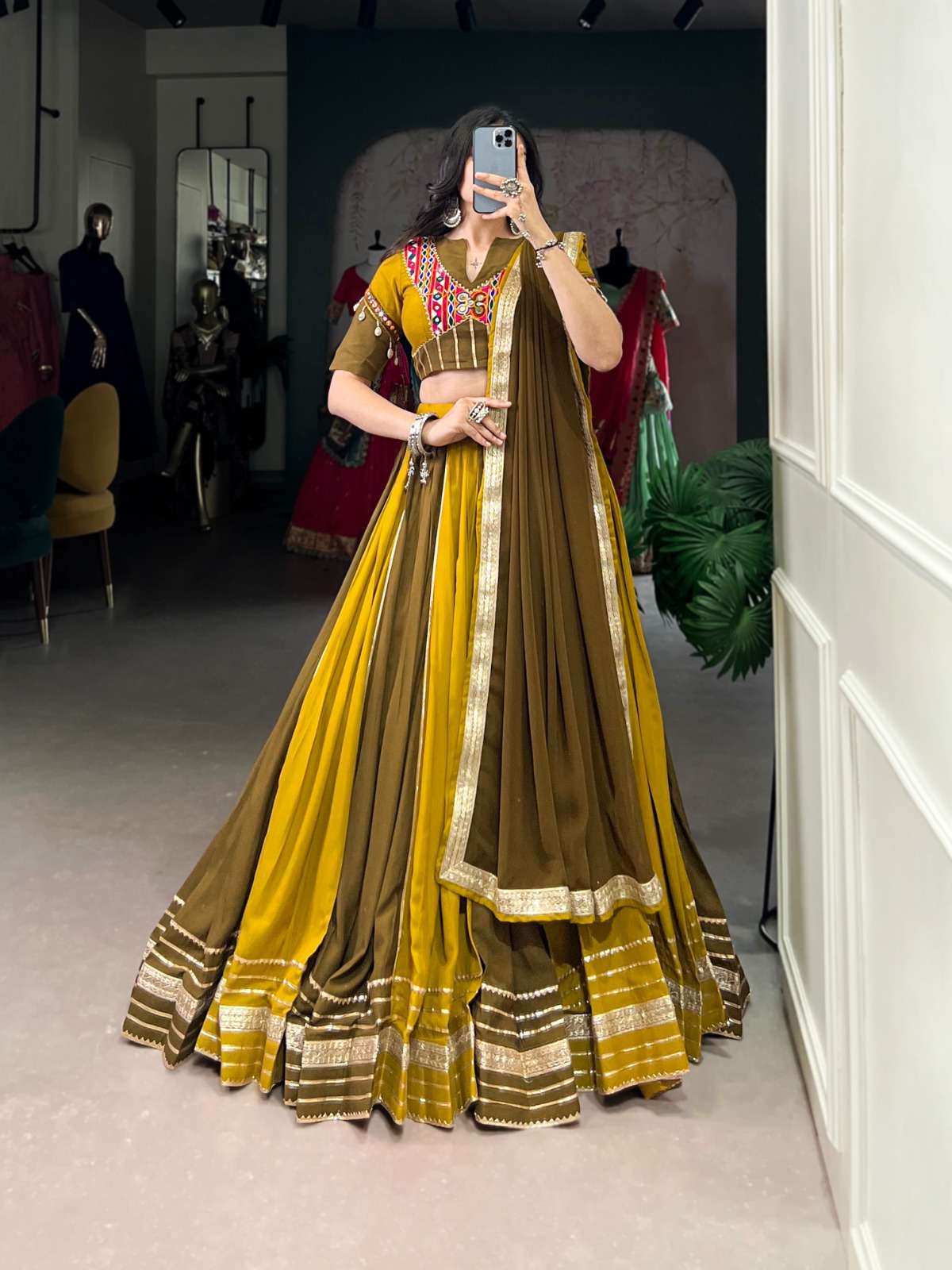 LNB1613MND Pure Rayon  Sequins Lace With Gota Patti Lace wholesale lehenga