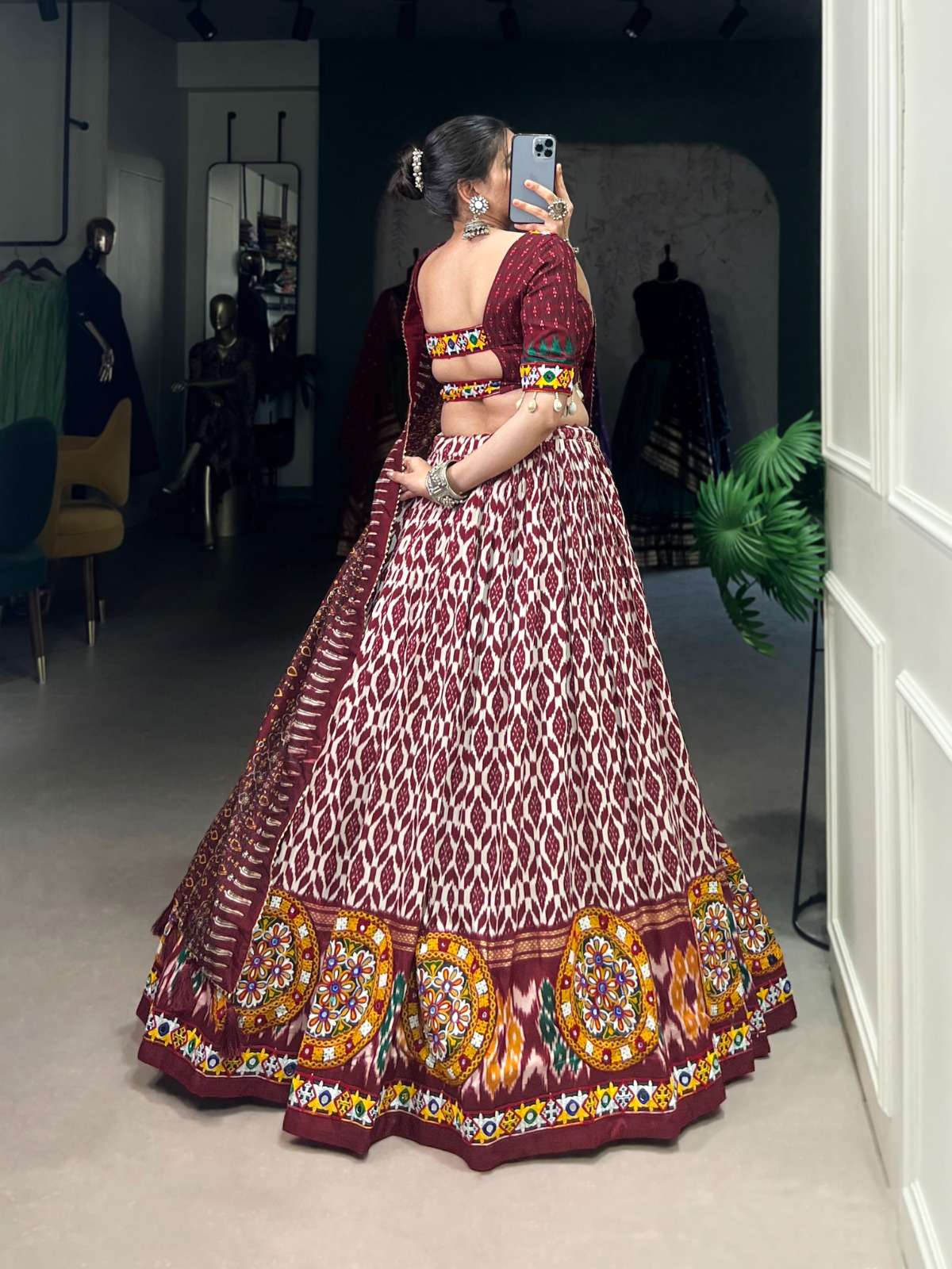 LNB1743NBL Tussar Silk Ikkat Print With Foil Work wholesale lehenga