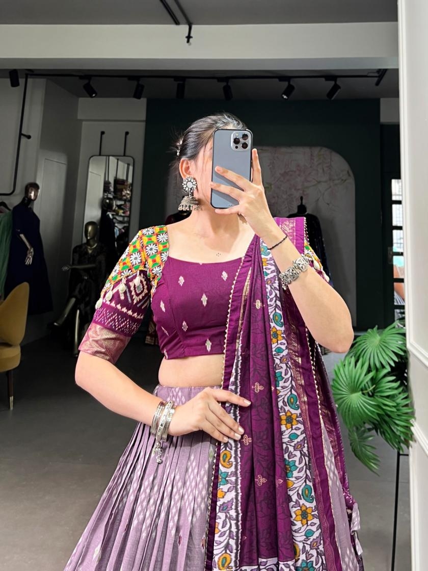 lnb1744 Tussar Silk navratri stitch lehenga blouse and dupatta
