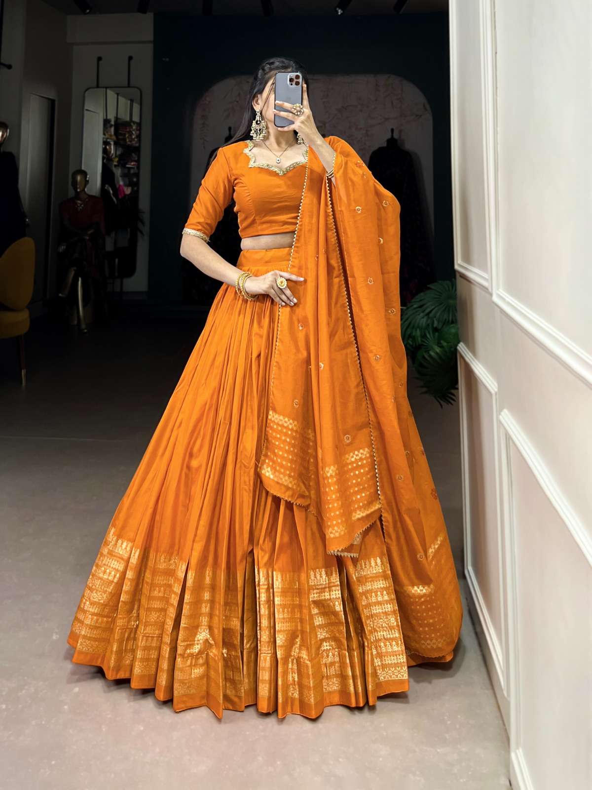 LNB1906PNK Pure Chanderi wholesale lehenga