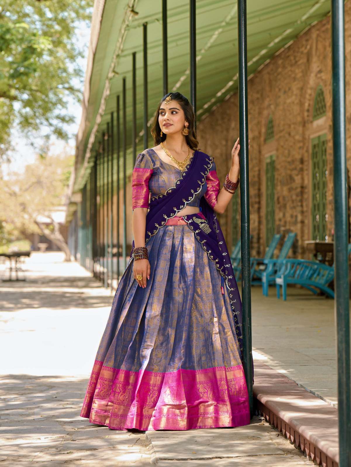 LNB2020BLU Kanjivaram Zari Weaving Work wholesale lehenga