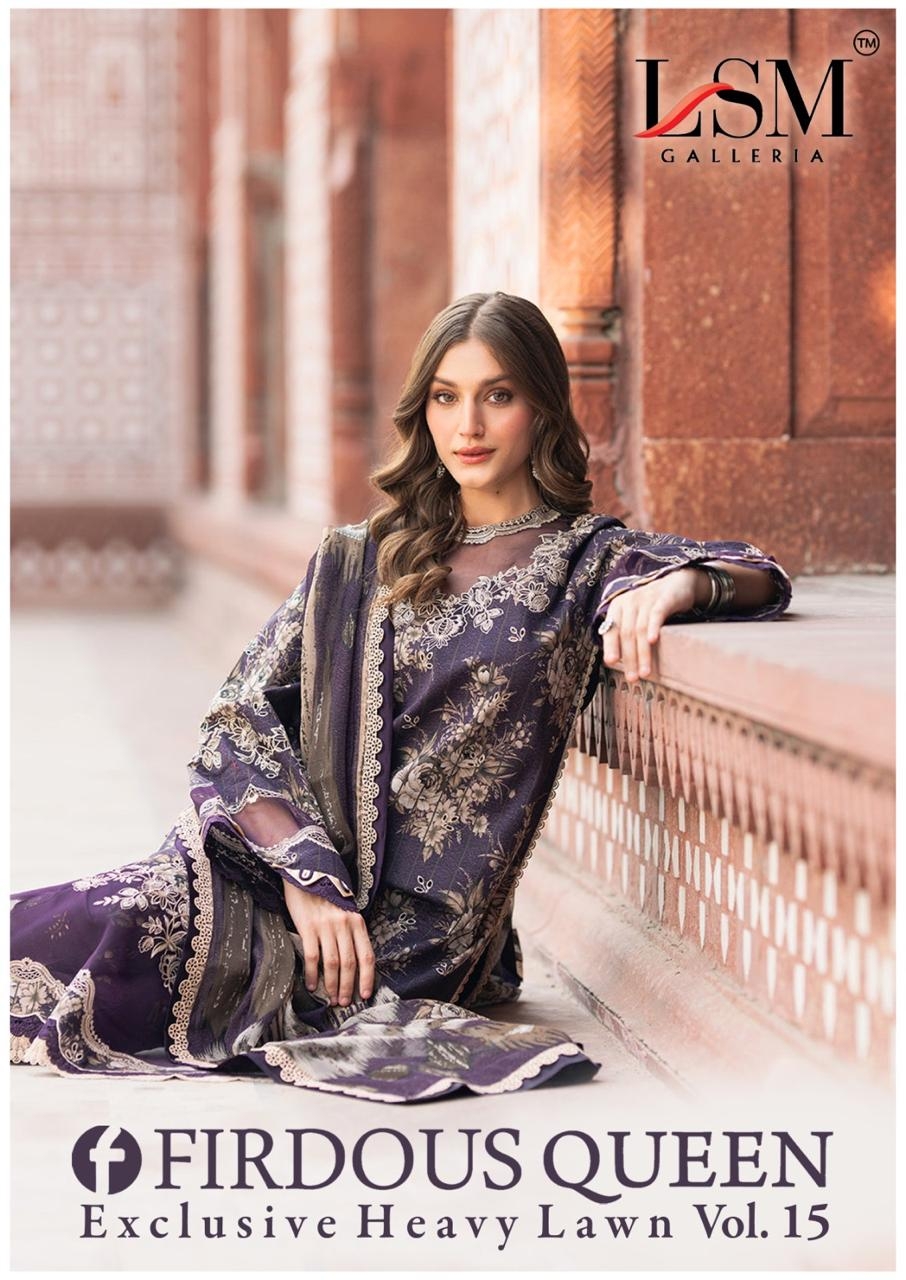 LSM Firdous Queen Vol-15 series 151-156 Pure Heavy Lawn Cotton wholesale suit 