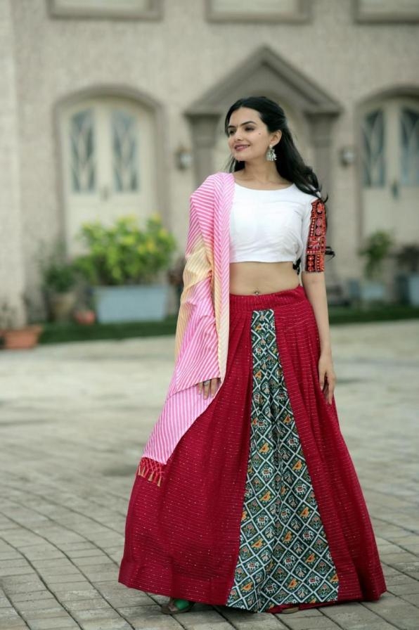 lw 7015 navratri special viscose crochet fully stitch engagement lehenga online