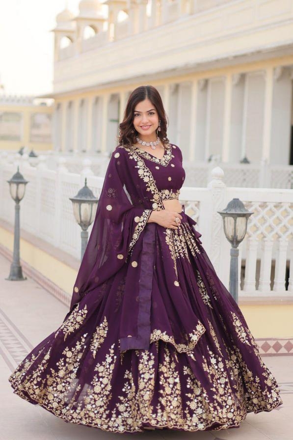 lw 7102 wedding special faux blooming georgette stitch lehenga unstitch choli