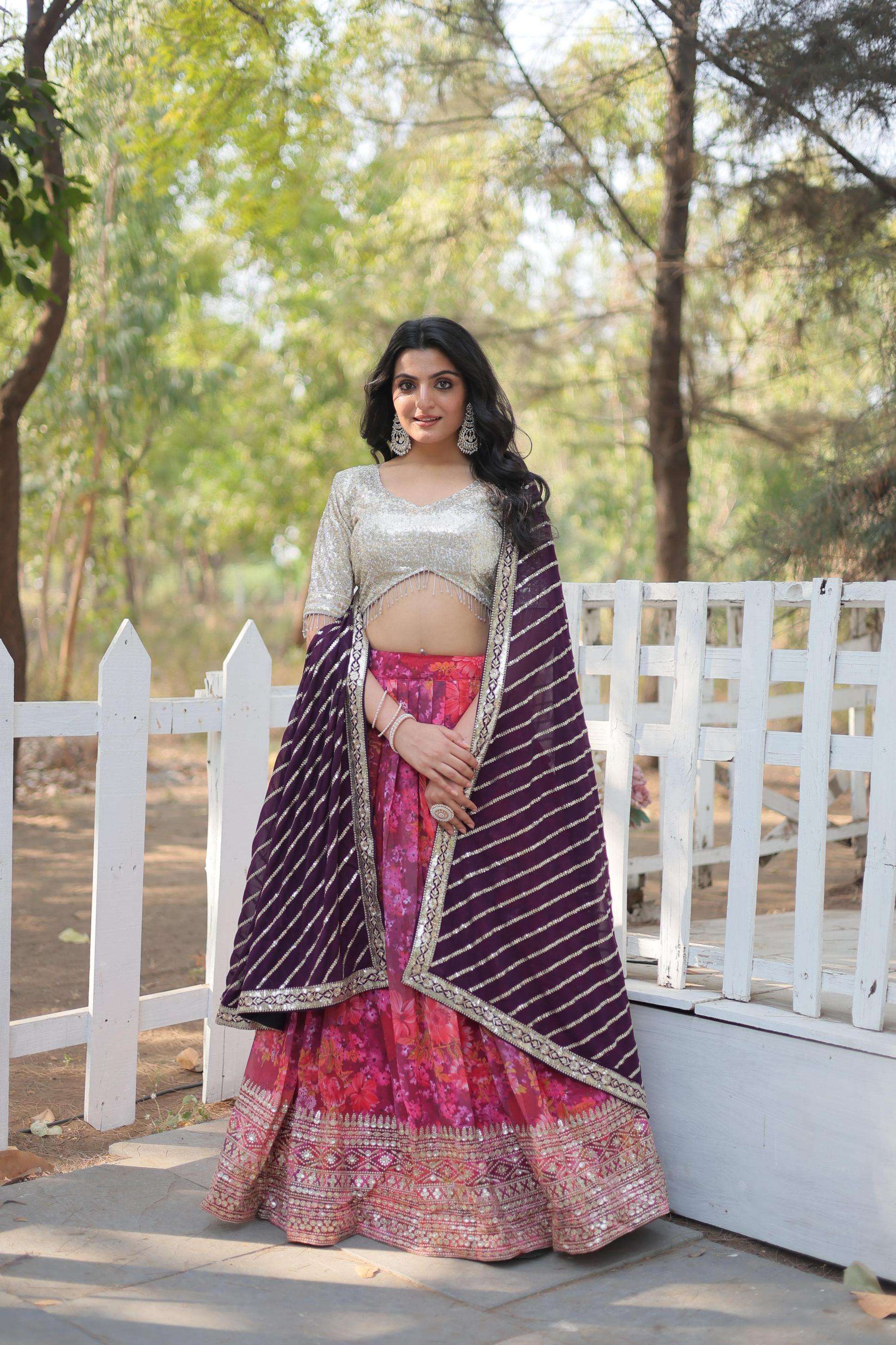lw 7113 half saree faux georgette elegance stitch lehenga unstitch choli for womens