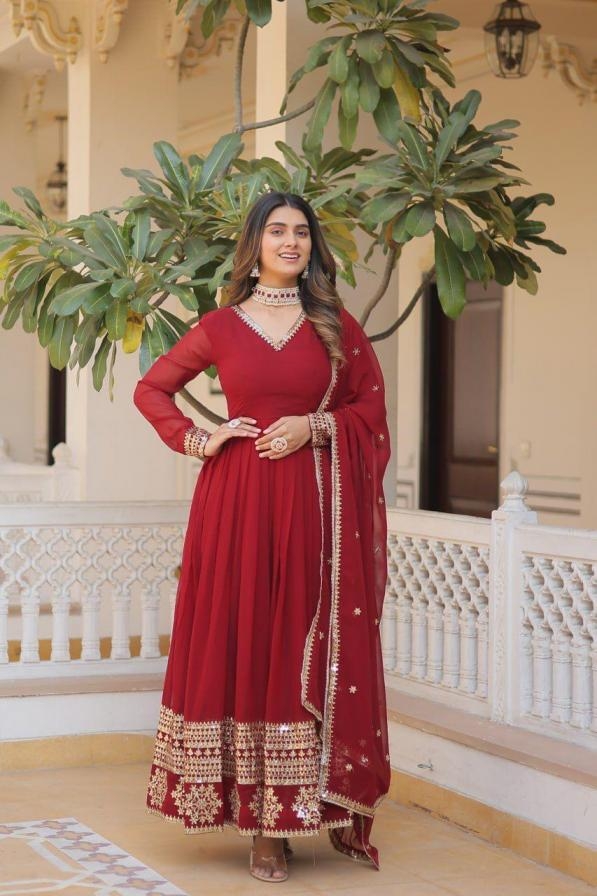 lw 9166 hit design  Faux Blooming anarkali gown with dupatta