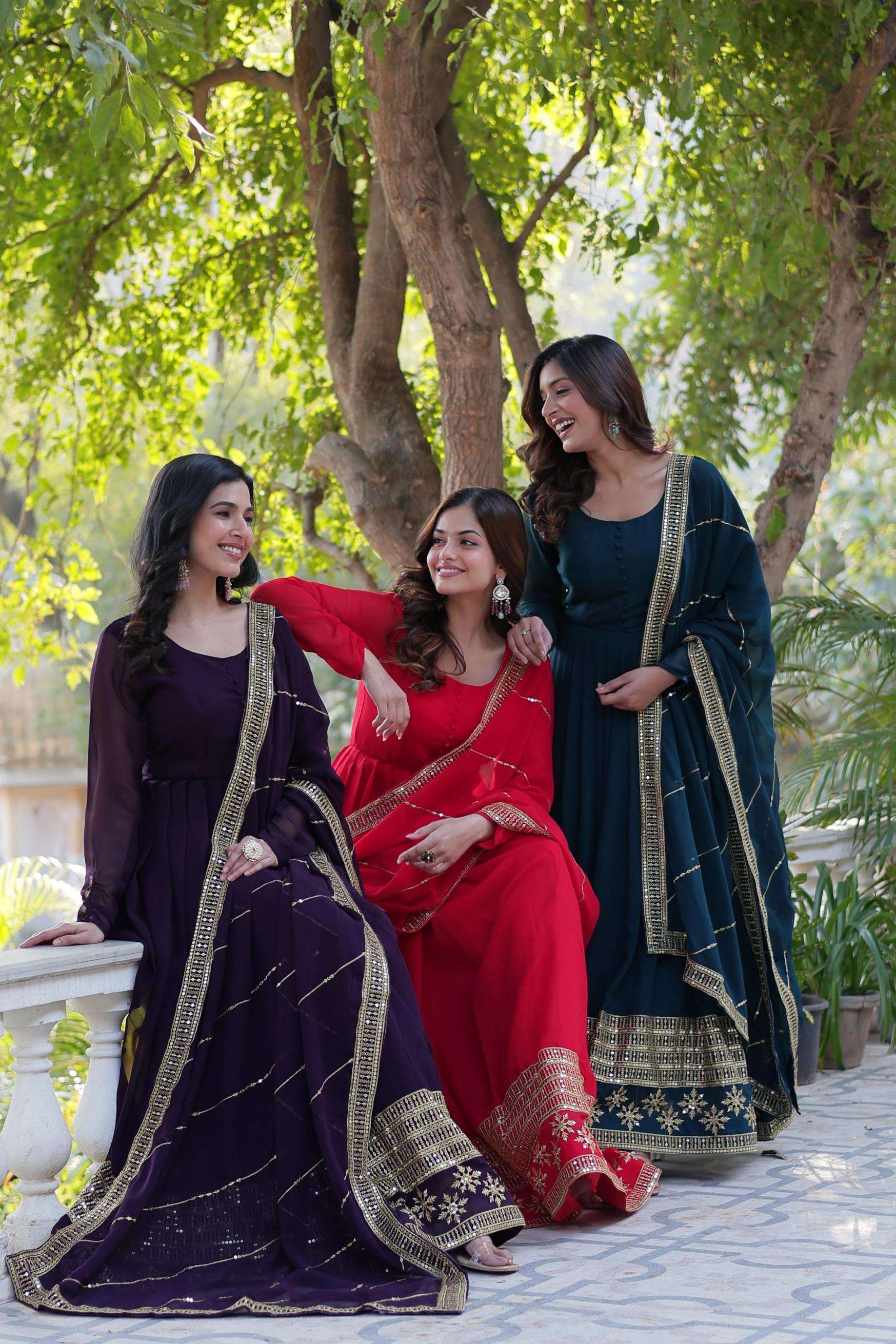 lw 9213 faux blooming occasion wear fully stitch gown with dupatta