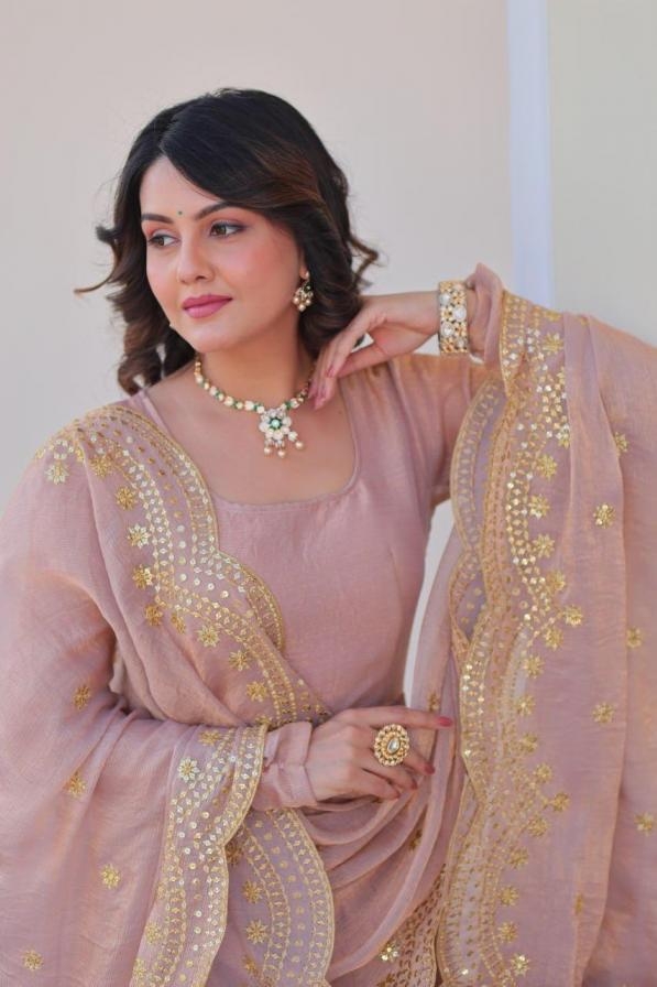 lw 9235 readymade fendy chiffon classic look gown with dupatta