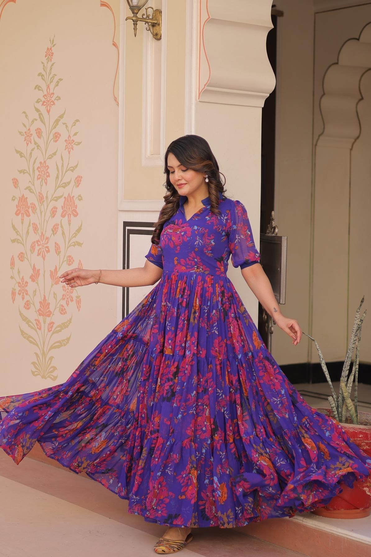 lw 9246 faux georgette readymade unique combo set anarkali gowns