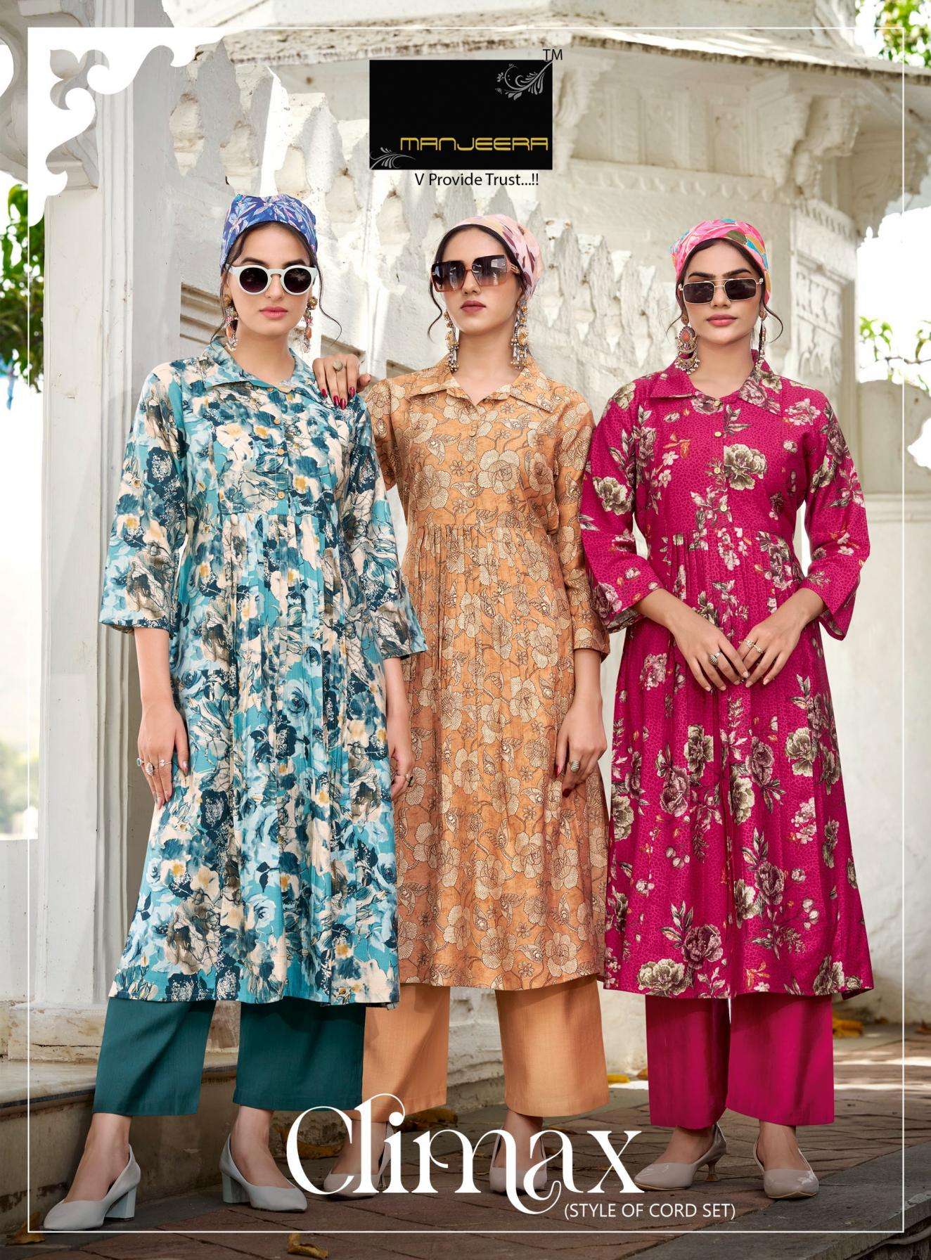 Manjeera climax series 1001-1008 vertican print wholesale kurti