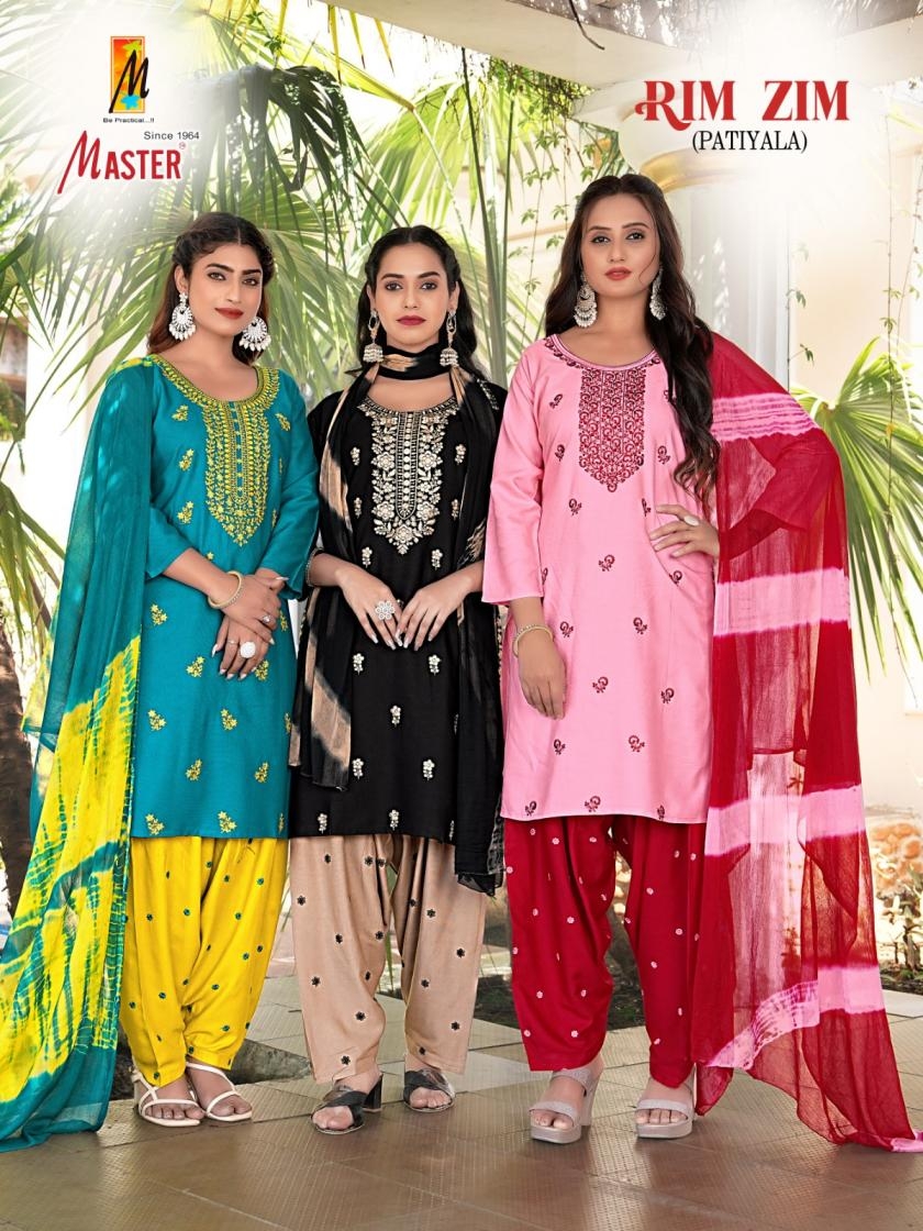 master rimzim series 101-108 rayon wholesale patiyala suit 
