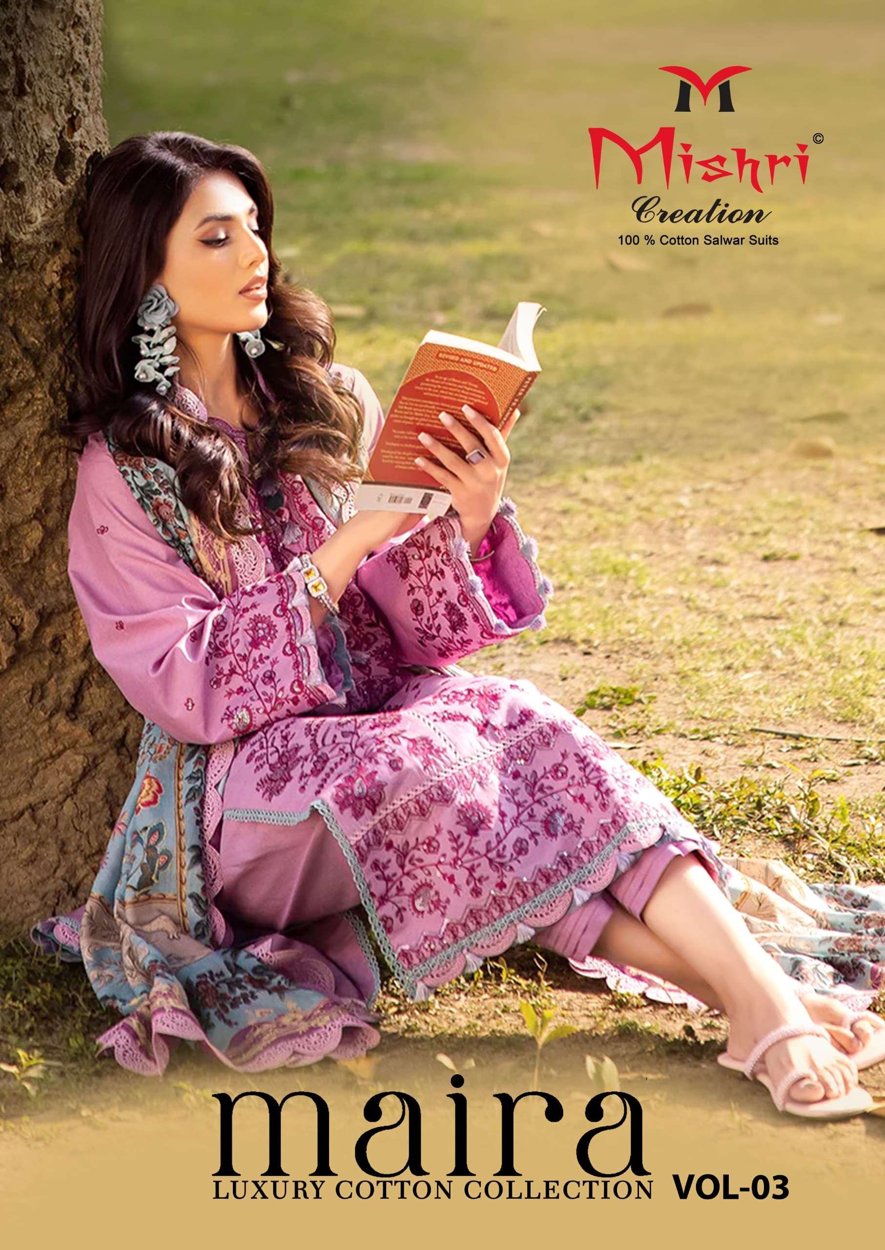 Mishri Maira Vol-03 series 3001-3006 Pure Heavy Lawn Cotton wholesale suit 