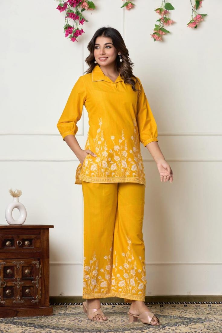 Modern pattern cotton readymade daily wear wholesale co-ord sets